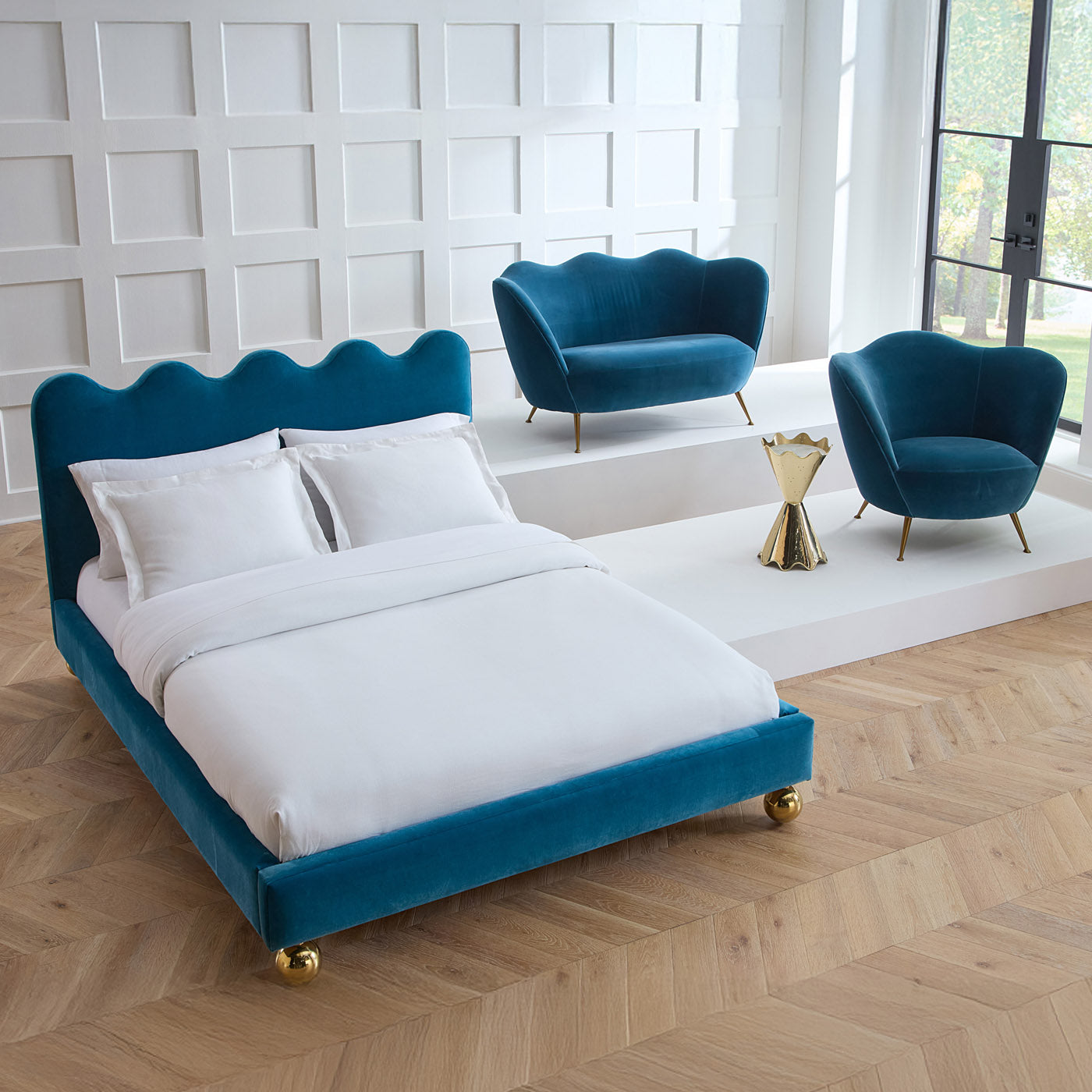 Ripple Queen Size Bed Frame - Modern Platform Bed with Sturdy Wooden Slats for Support - Perfect for Bedrooms, Guest Rooms & Dormitories