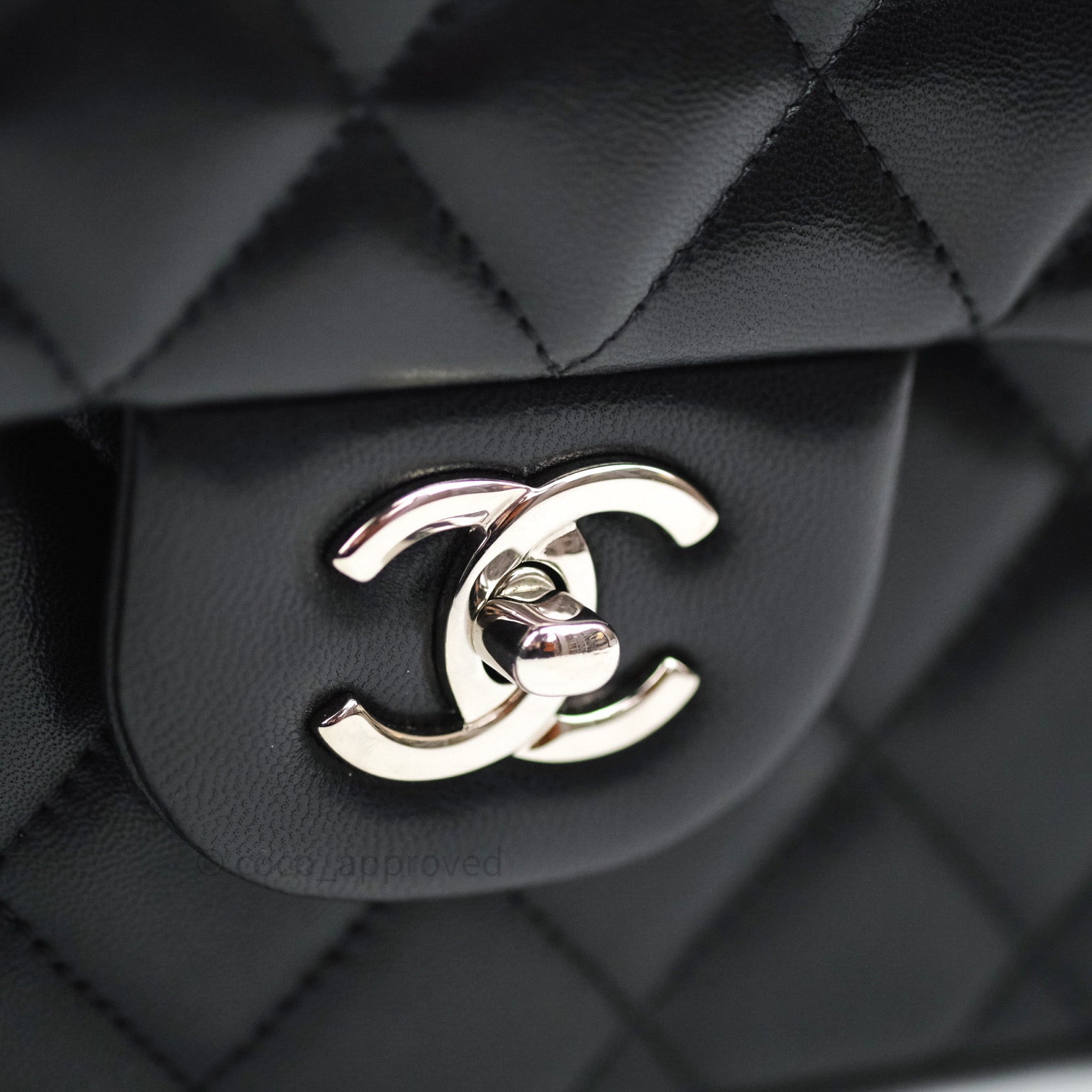 Chanel Classic Jumbo Double Flap Bag Black Lambskin Leather with Silver Hardware - Luxury Designer Handbag for Women, Perfect for Evening Events & Special Occasions