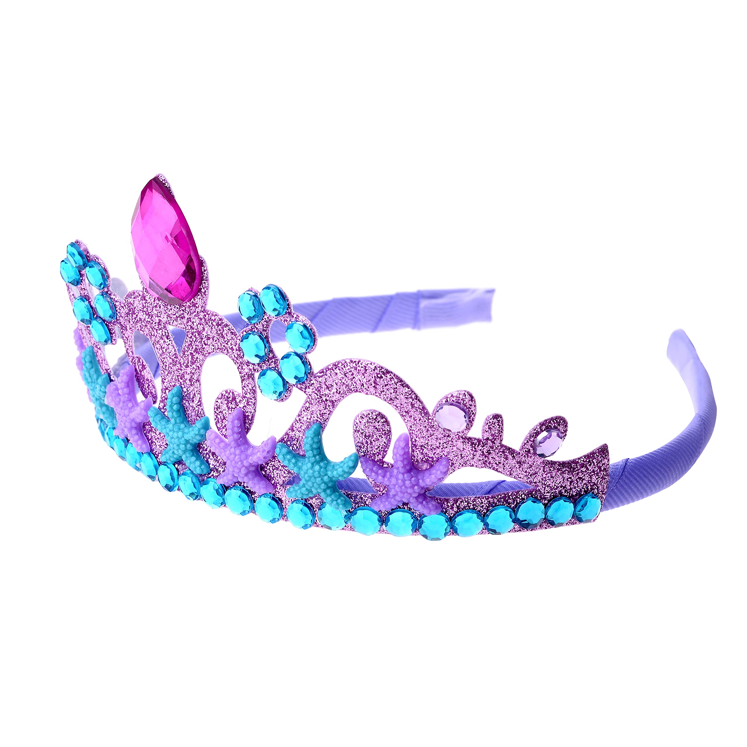 Yoriko Girls Mermaid Birthday Costume Set - Tutu Skirt Dress with Matching T-Shirt, Headband & Satin Sash for Mermaid Themed Parties, Dress Up & Birthday Celebrations
