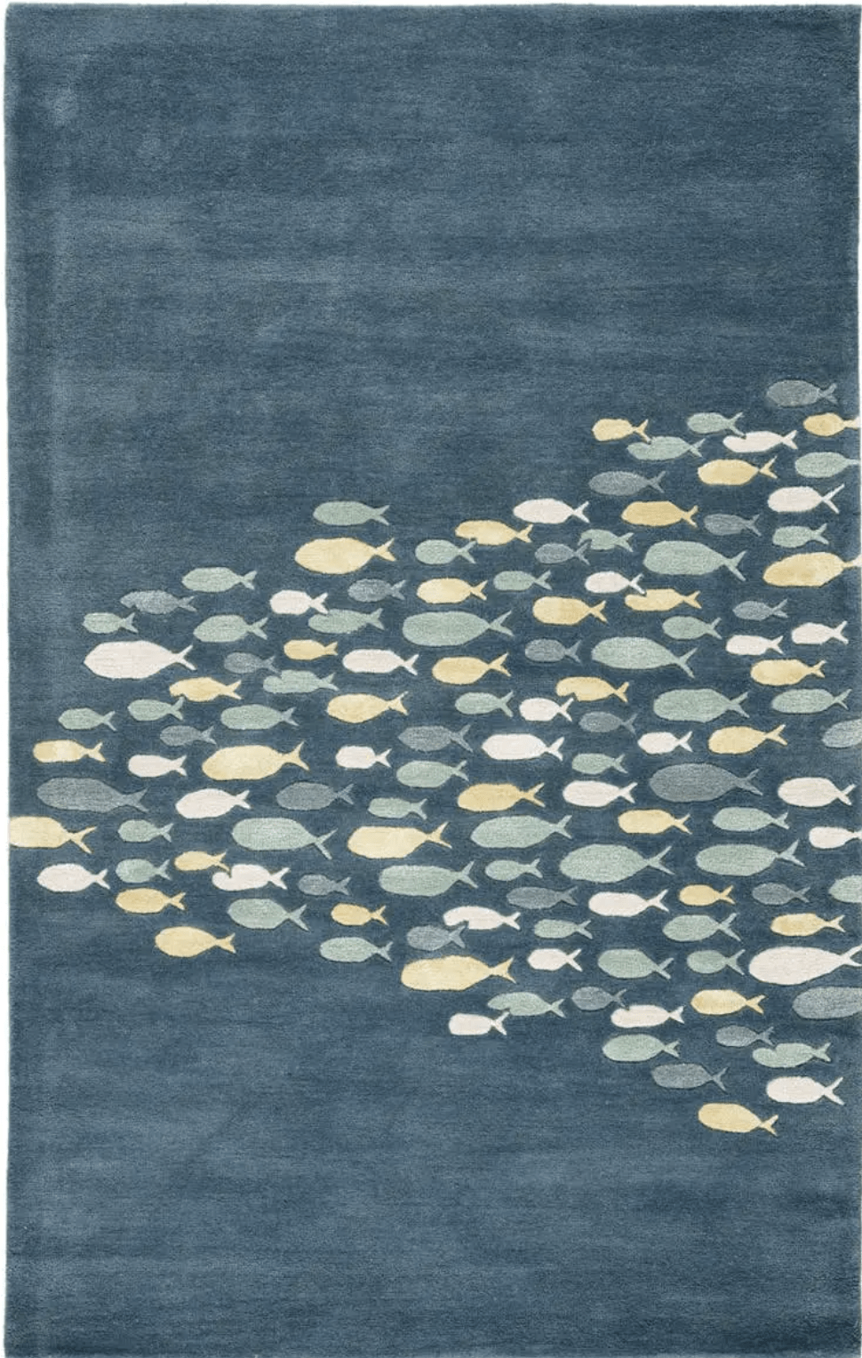 Stylish School of Fish Wool Rug - Soft and Durable Handmade Area Rug for Living Room, Bedroom, or Nursery Decor