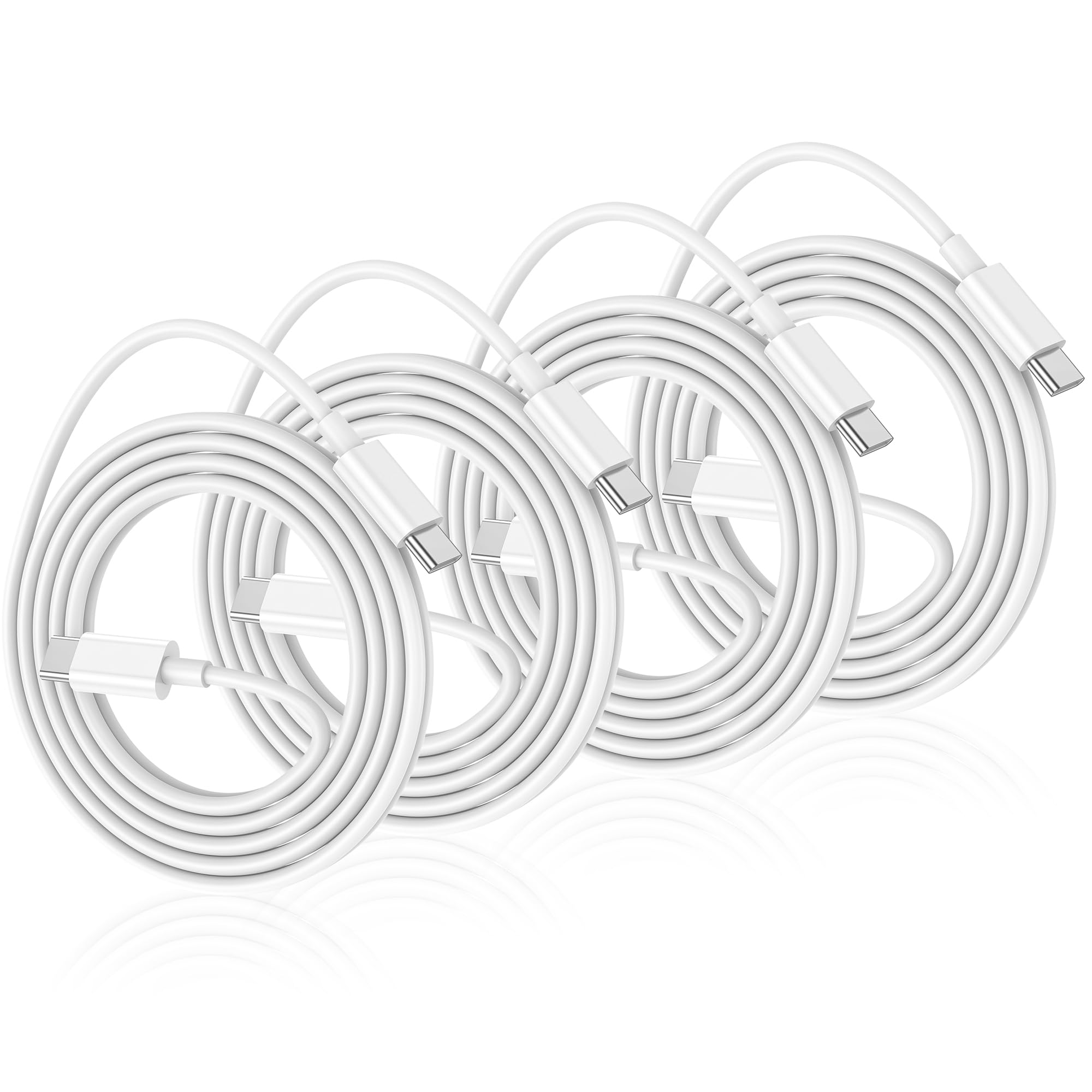 60W USB C to USB C Fast Charging Cable 4-Pack (6ft) - Compatible with iPhone 15/15 Plus/15 Pro/15 Pro Max, iPad Pro/Air/Mini & MacBook Air - High Speed Charging for Home, Office & Travel