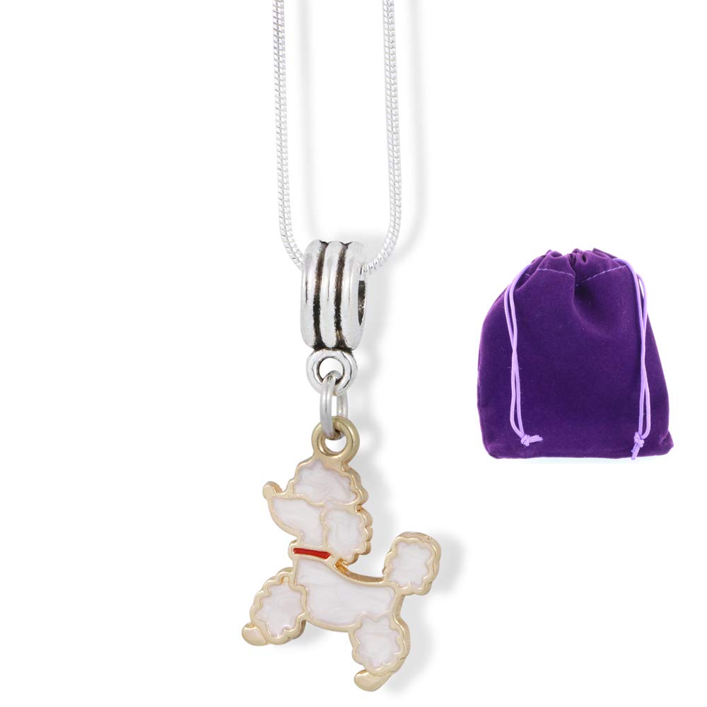 Trendy Poodle Dog Charm Snake Chain Necklace with Red Collar - Perfect Gift for Pet Lovers & Fashion Jewelry for Women