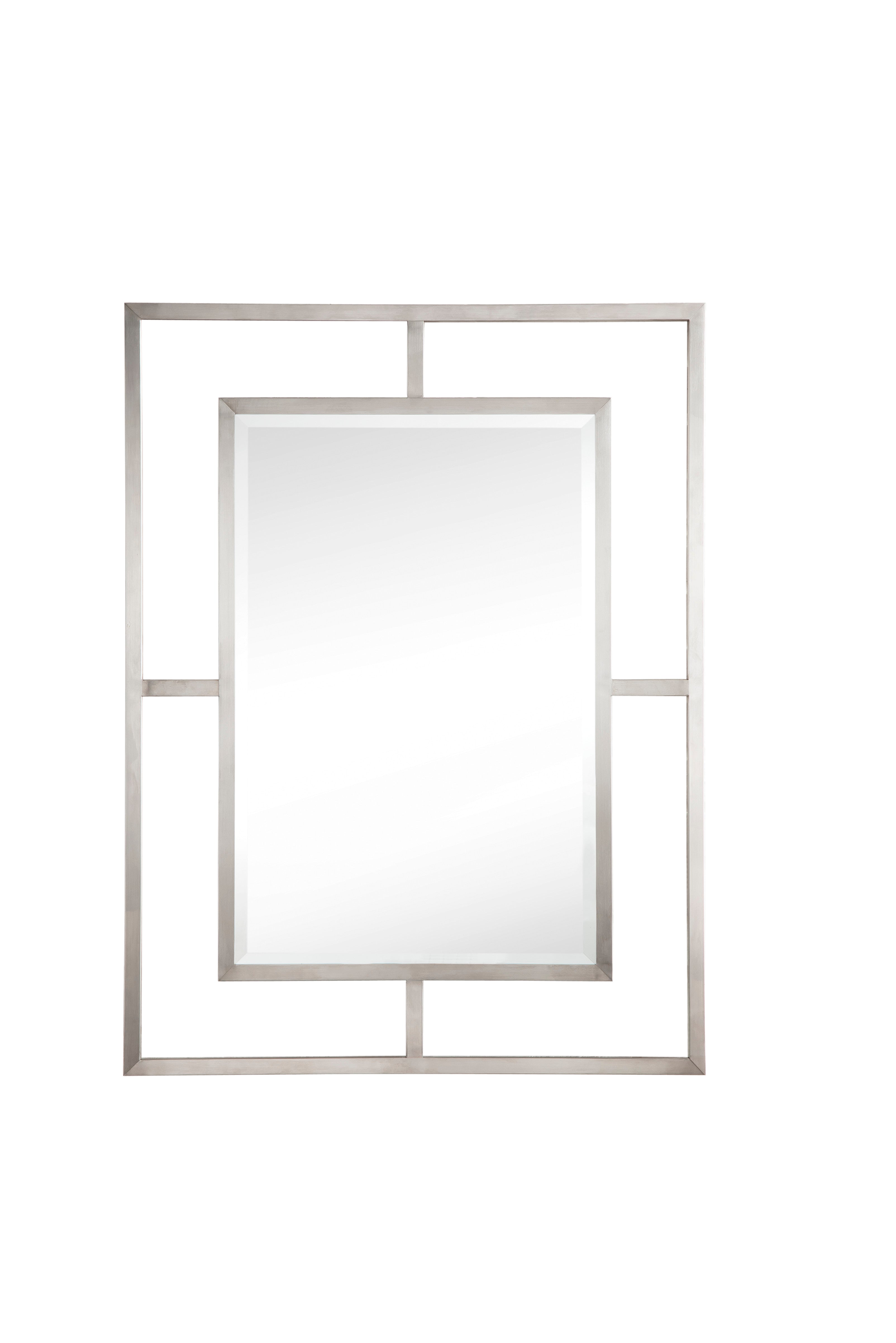 Boston 30-Inch Rectangular Wall Mirror with Brushed Nickel Frame - Perfect for Bathroom, Bedroom, and Entryway Decor