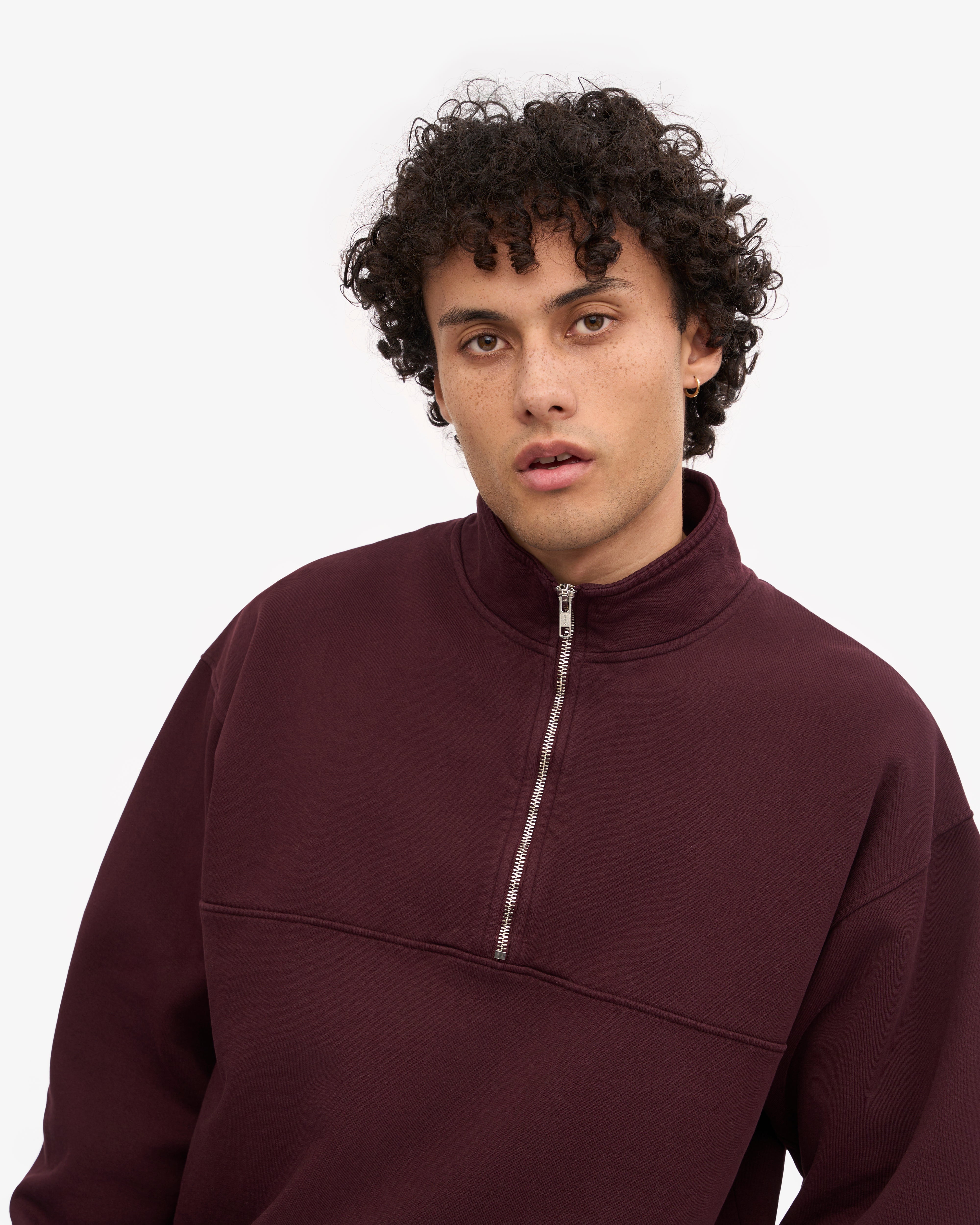 Organic Quarter Zip Sweater for Men & Women - Soft Oxblood Red Pullover for Fall & Winter - Perfect for Outdoor Activities & Casual Wear