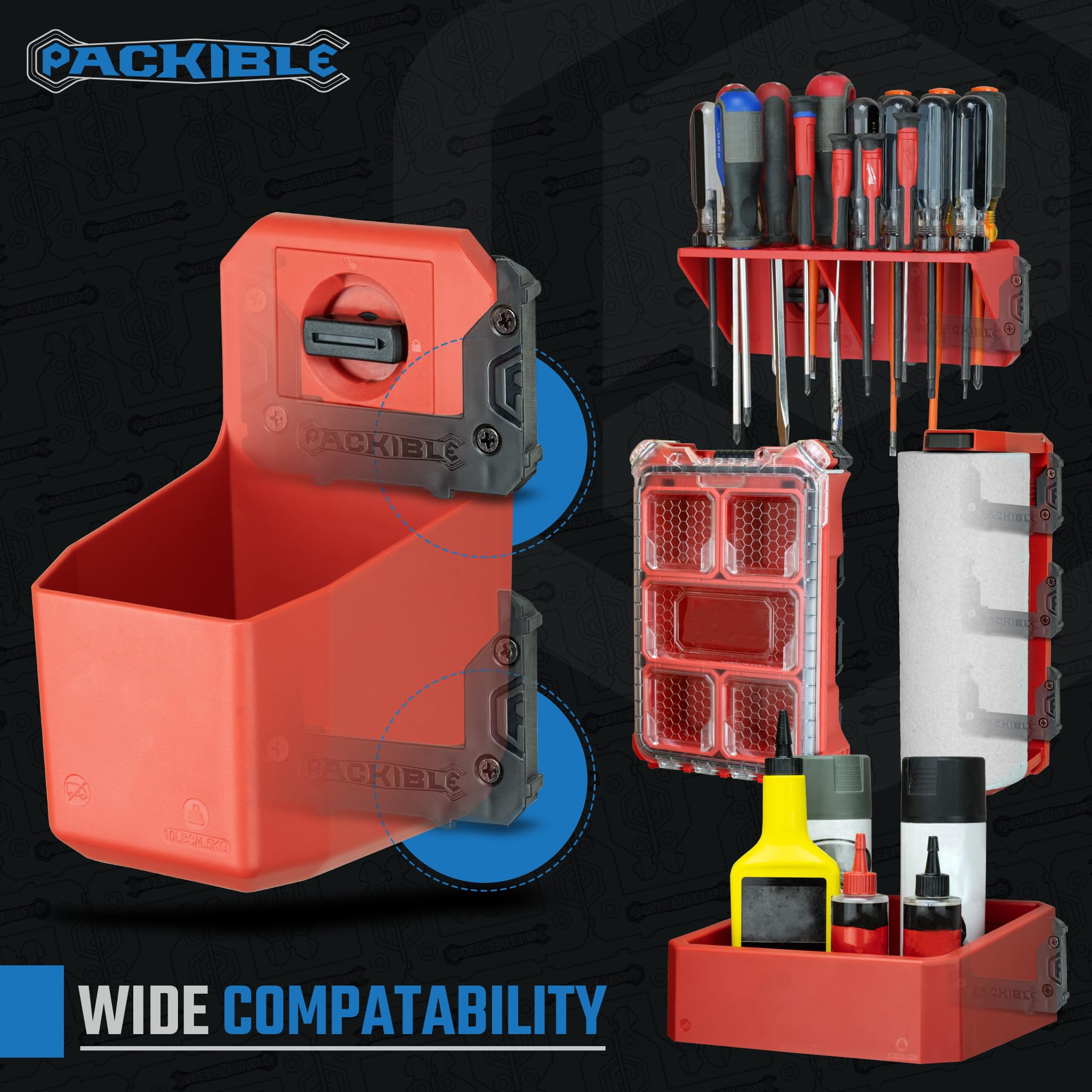 PACKIBLETool Manta Mounts - Milwaukee Packout Compatible Locking Mounting Cleats for Tool Storage & Organization | Secure Power Tool Accessories in Trucks, Workshops & Job Sites