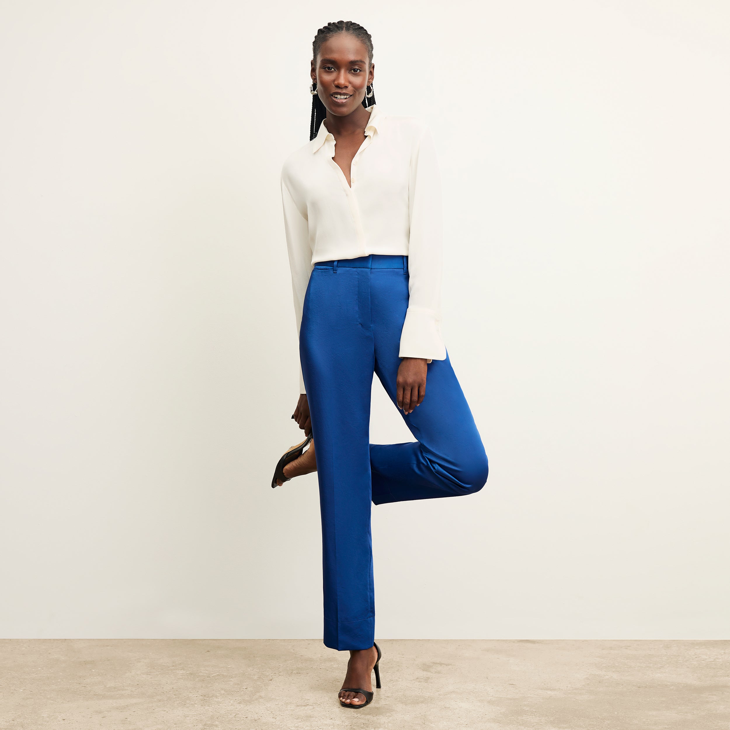 Smith Pant - Everyday Satin Pants for Women in Sapphire Blue | Comfortable Lounge & Sleepwear | Perfect for Yoga, Relaxing at Home & Travel