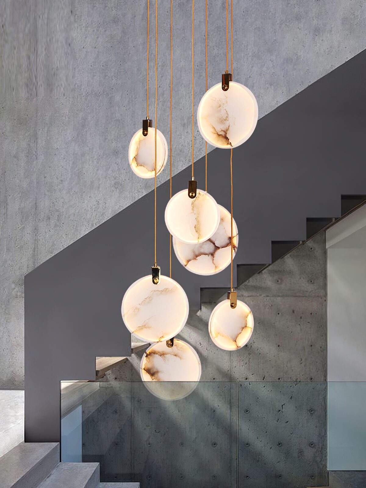 Elegant Harvest Alabaster Pendant Lamp - Modern Farmhouse Ceiling Light Fixture for Dining Room, Kitchen Island & Bedroom