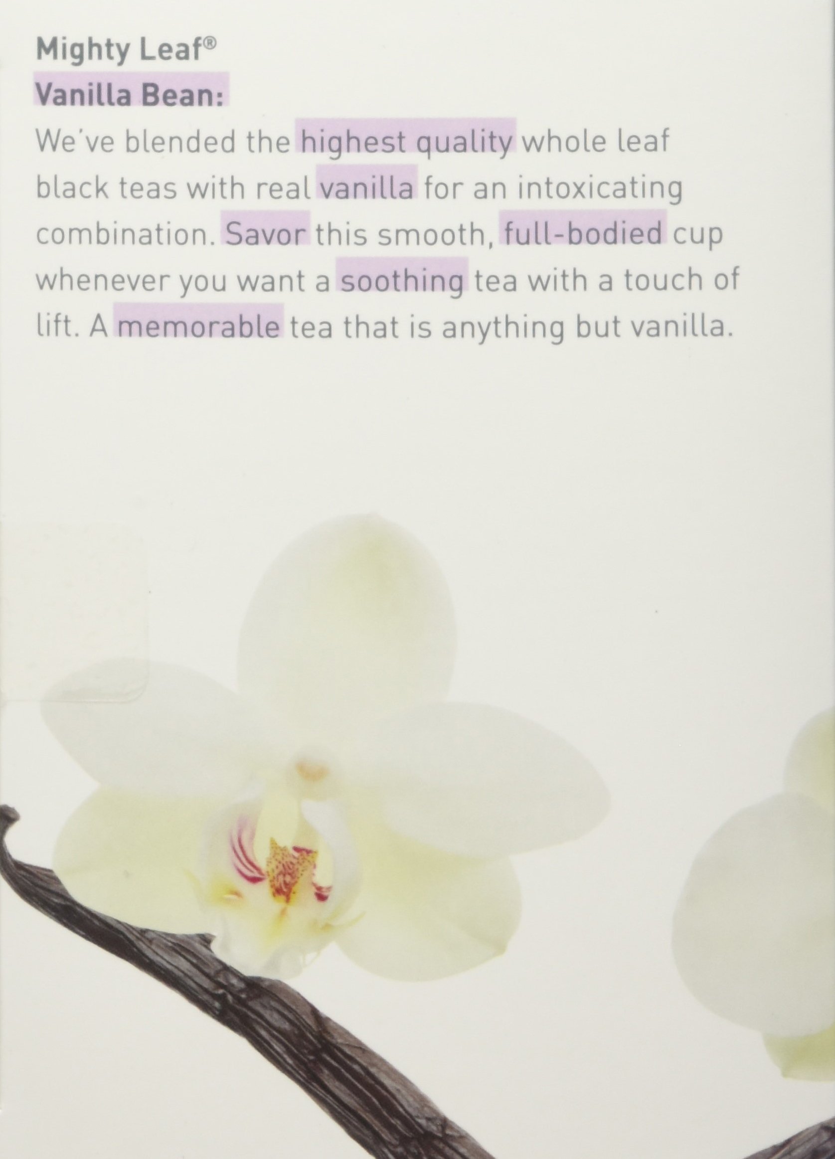 Premium Vanilla Bean Black Tea Bags - Mighty Leaf Whole Leaf Tea, 15 Pyramid Sachets, Caffeinated with Natural Flavors - Perfect for Hot Brewing or Iced Tea at Home, Office & Relaxation