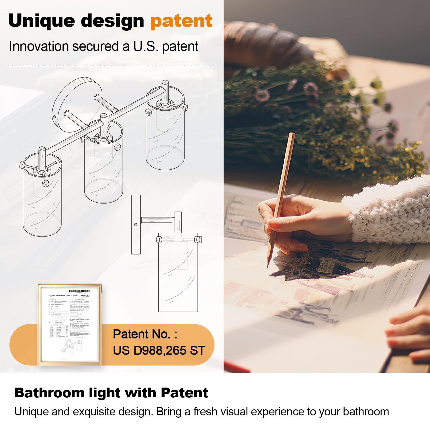 2023 Upgraded 3-Light Brushed Gold Bathroom Vanity Light with Clear Glass Shade - Modern Gold Bathroom Lighting Fixtures for Mirror, Bedroom, Living Room & Hallway - Perfect for Home Decor and Ambient Lighting