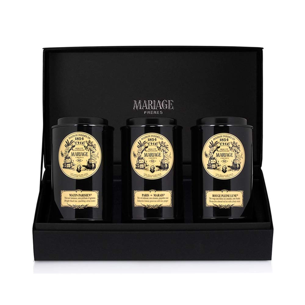 Premium Mariage Frères Paris Tea Gift Set - 3 Classic Black 100G Canisters for Afternoon Tea, Gifting & Special Occasions
