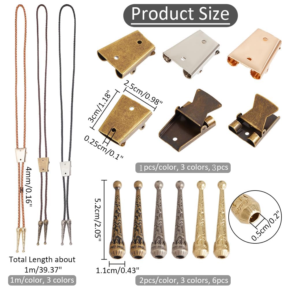 NBEADS Bolo Tie Making Kit - DIY Western Necklace Craft Set with Alloy Cord Ends & Iron Slides for Men & Women - Perfect for Cowboy Costumes, Western Parties, and Country Music Events
