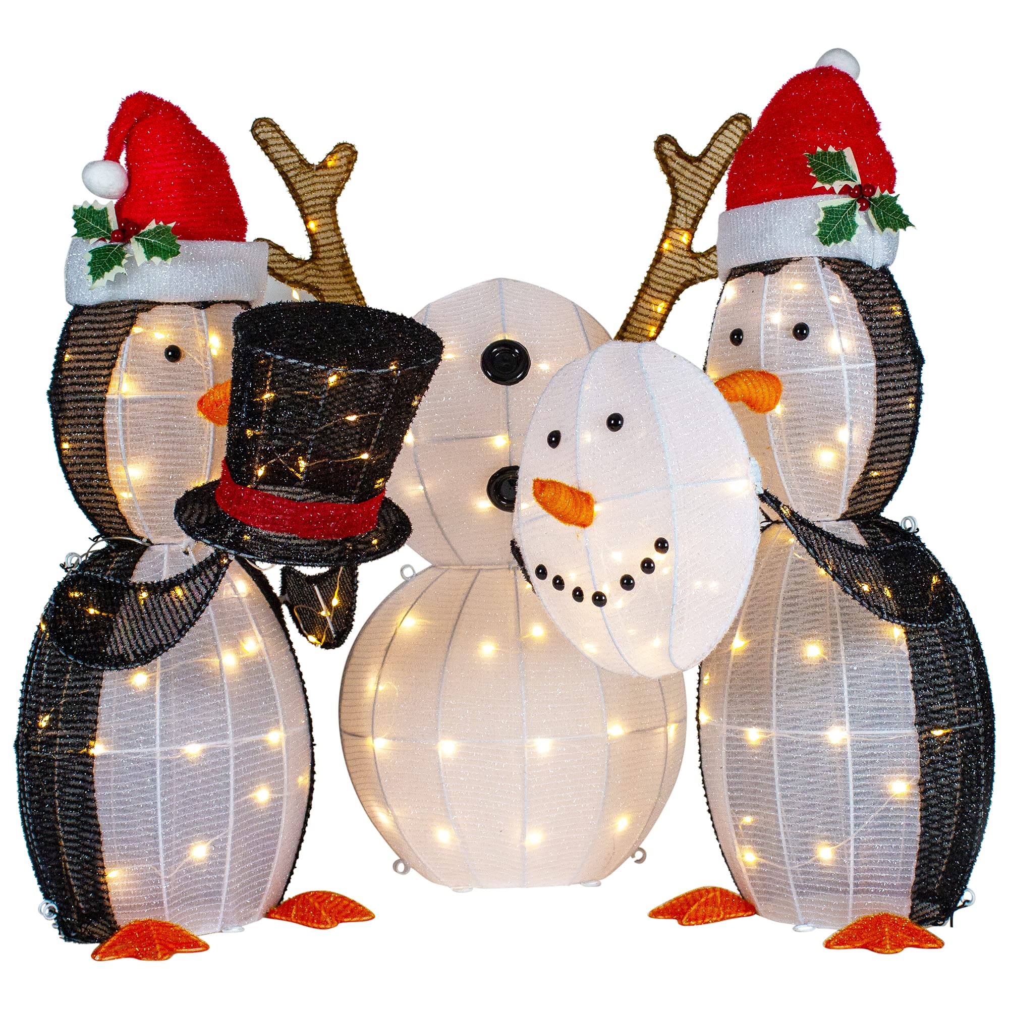 3-Pack LED Lighted Penguin Snowman Outdoor Christmas Decorations - 35
