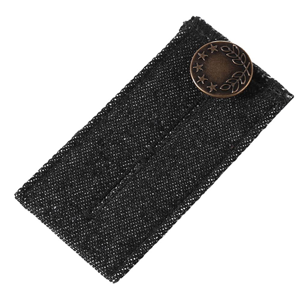 Elastic Waistband Extender for Pants & Skirts - Adjustable Button Extender Belt for Jeans & Trousers (Black, One Size) - Perfect for Pregnancy, Weight Fluctuations & Comfortable Fit