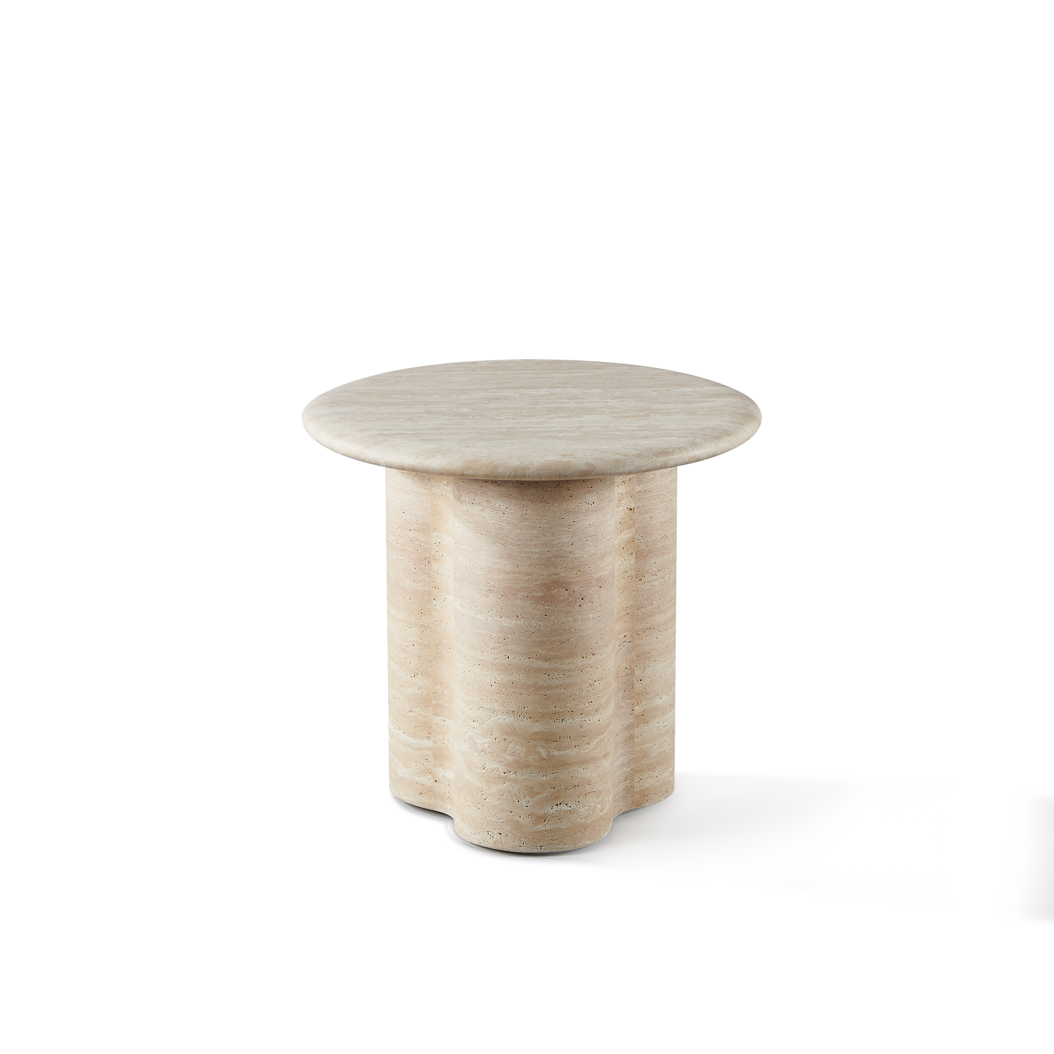 Porto Travertine Round Side Table - Natural Stone Accent Table for Living Room, Patio & Bedroom | Durable & Stylish Home Decor