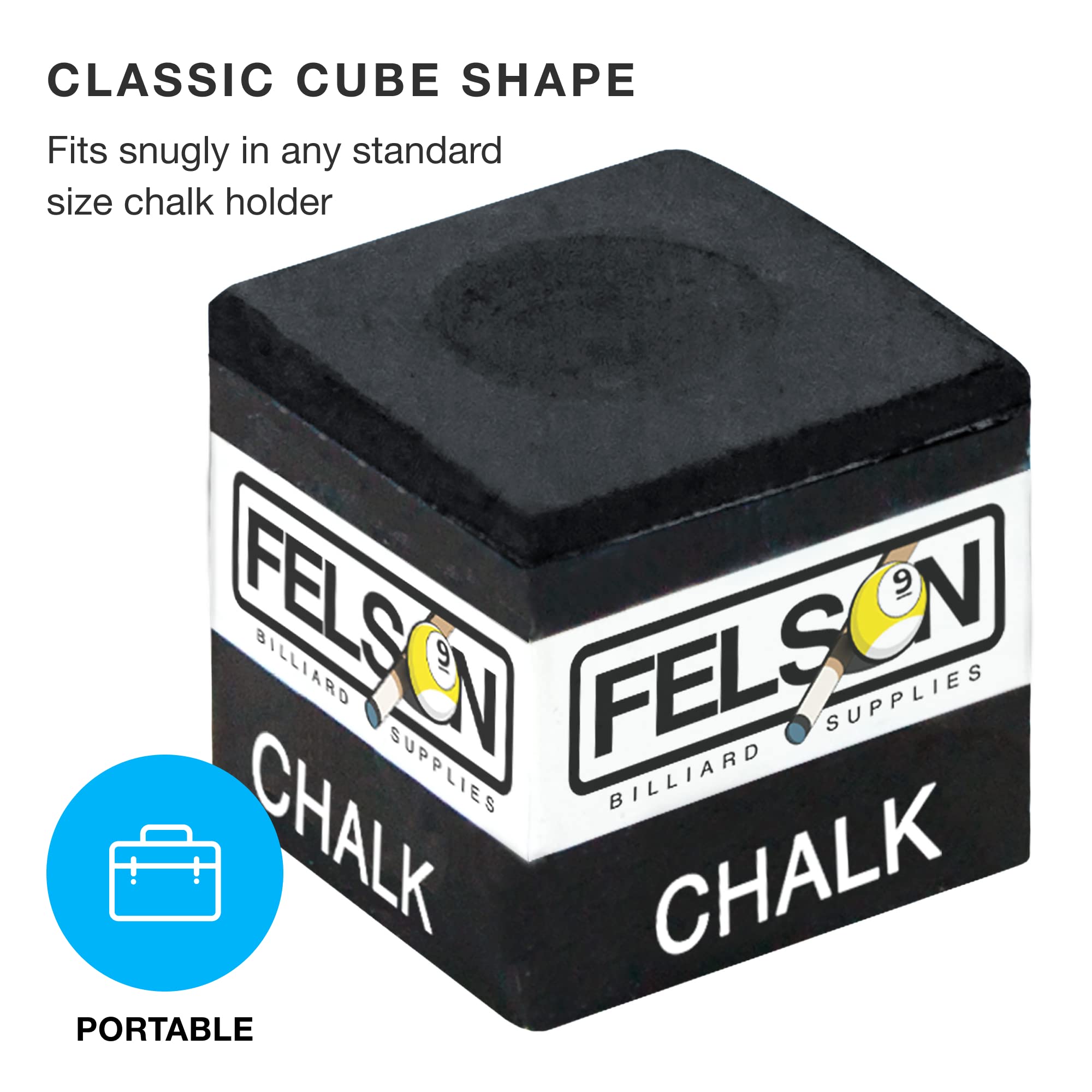 Felson Premium Pool Chalk Cubes - Professional Billiard Accessories for Pool Table Games | Cue Tip Chalk with Convenient Storage Box | Perfect for Home Bars, Game Rooms & Pool Halls