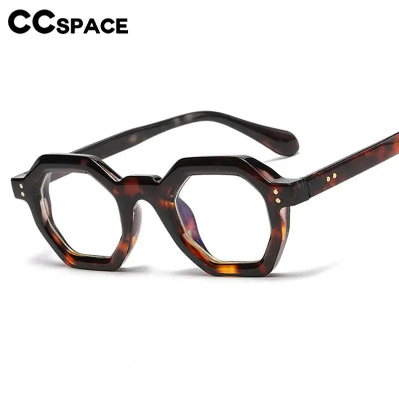 CCspace Unisex Full Rim Polygon Plastic Eyeglasses 56891 - Trendy Geometric Frame for Men & Women - Perfect for Work, Reading & Fashion Accessories
