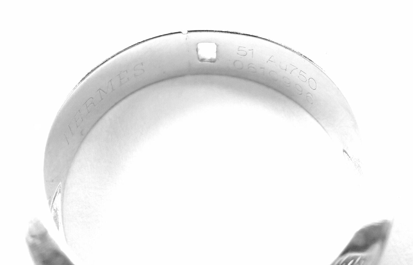 Authentic Hermes 18k White Gold Diamond H Band Ring for Women - Luxury Designer Jewelry for Special Occasions & Gifts