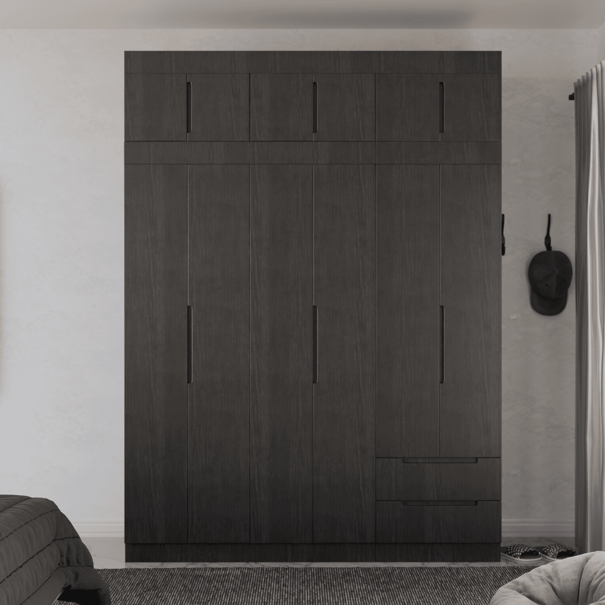 Harrison 6-Door Open Wardrobe with Top Shelf - Spacious Closet Organizer for Bedroom, Living Room & Walk-In Closets - Modern Storage Furniture for Home & Office
