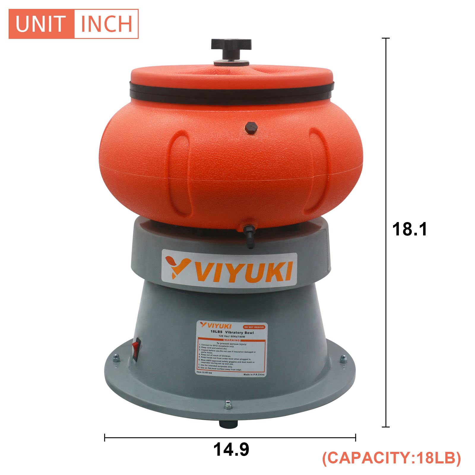 18LBS Electric Vibratory Tumbler Bowl - Metal Polishing Machine for Jewelry, Coins & Small Parts with Walnut Shell Media - Perfect for DIY Crafts, Metal Finishing & Industrial Use