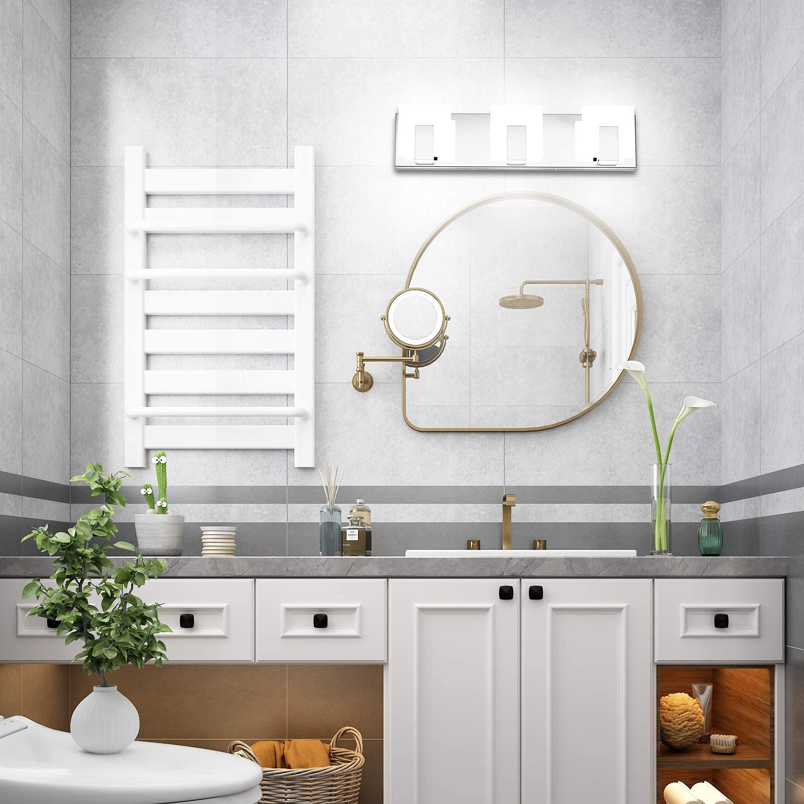 Modern LED Vanity Light for Bathroom - Frosted White Acrylic Up/Down Wall Light Fixture - Perfect for Mirror Lighting & Bathroom Decor