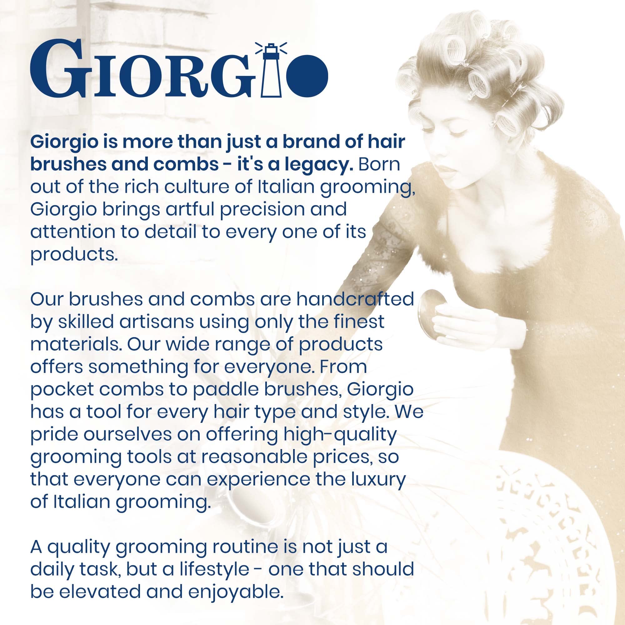 Giorgio G31 Fine & Wide Tooth Hair Comb for Men & Women - Handmade Saw-Cut Detangling Comb for Beard Care, Styling & Grooming - Perfect for Daily Use, Travel & Salon Styling