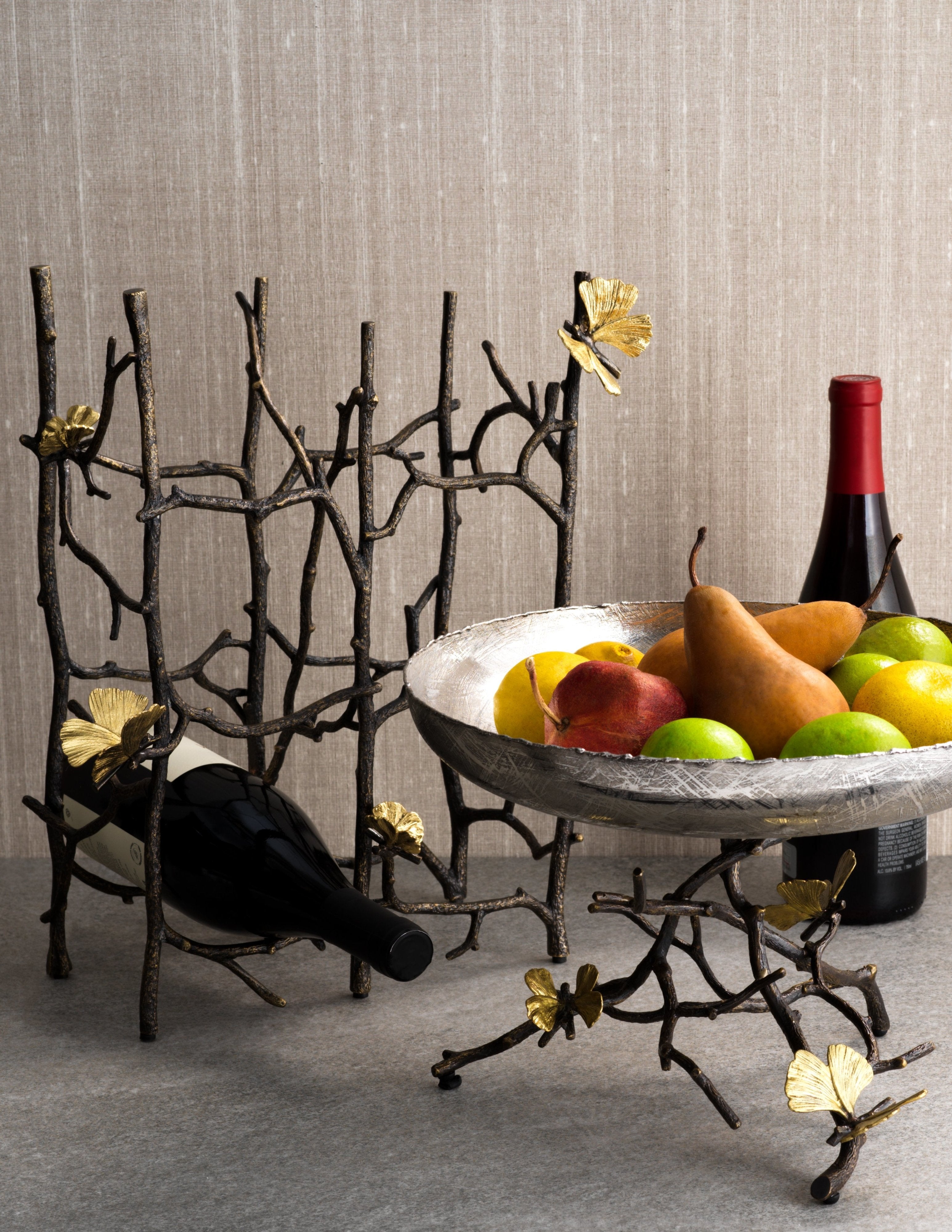 Butterfly Ginkgo 6 Bottle Wine Rack - Elegant Wooden Wine Storage for Kitchen, Dining Room, or Bar Display