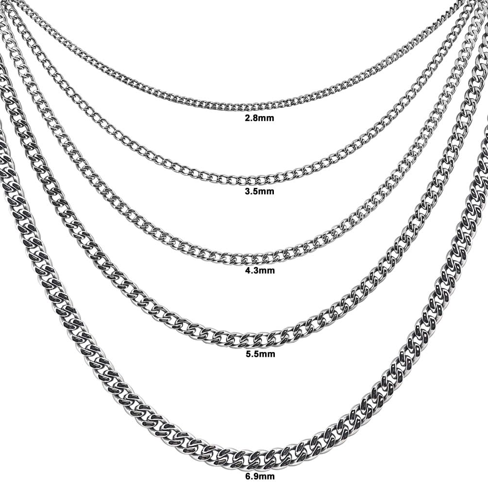 5.5mm Pure Titanium Men's Curb Link Necklace Chain - Durable & Hypoallergenic Titanium Jewelry for Men - Perfect for Everyday Wear, Gifts & Special Occasions