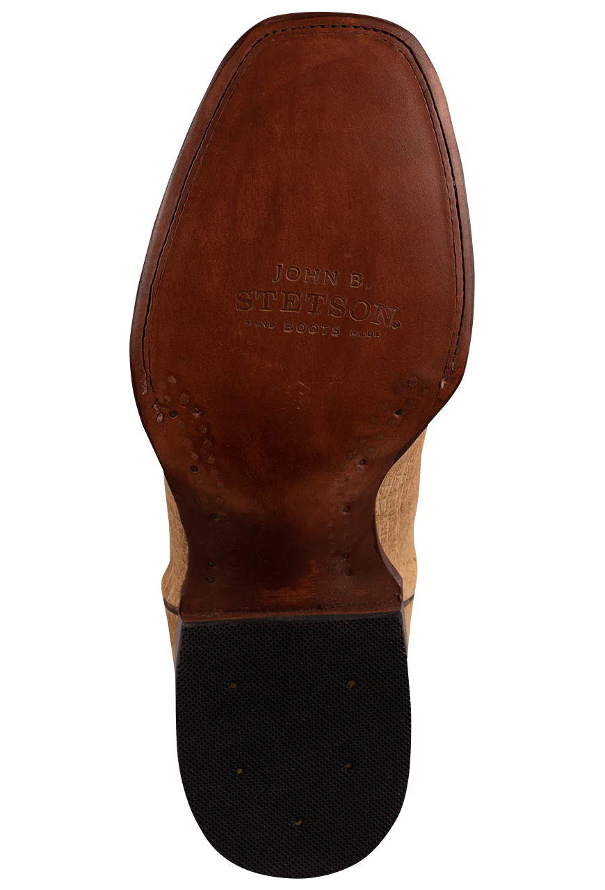 Stetson Men's Genuine Leather Hippopotamus Cowboy Boots - Tan Brown Western Riding Boots for Men | Durable & Comfortable for Ranch Work, Rodeo, and Country Fashion