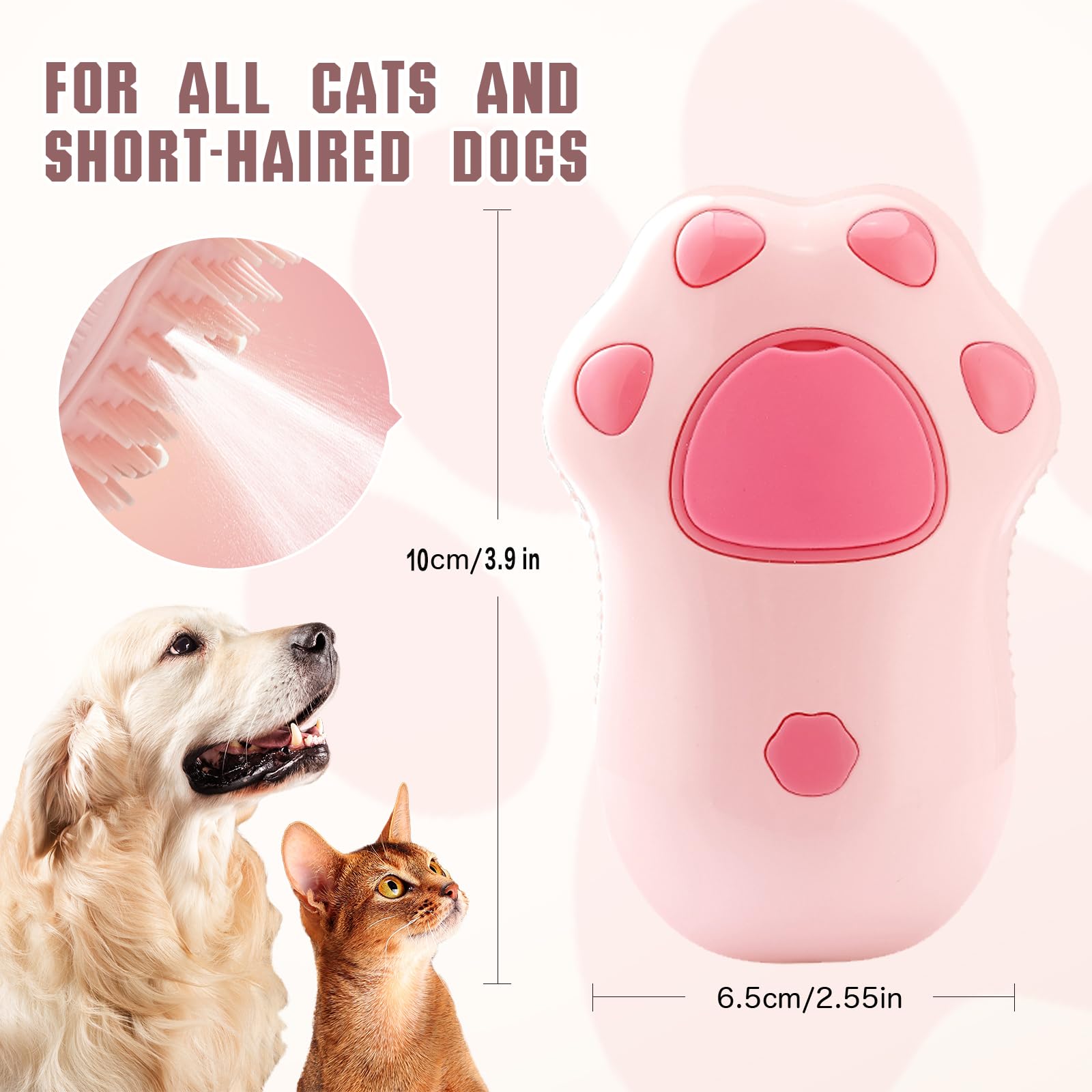 3-in-1 Electric Cat Grooming Brush with Steam - Self-Cleaning Silicone Pet Hair Brush for Massage, Shedding Control & Loose Hair Removal | Perfect for Daily Cat Care & Spa Grooming Sessions at Home