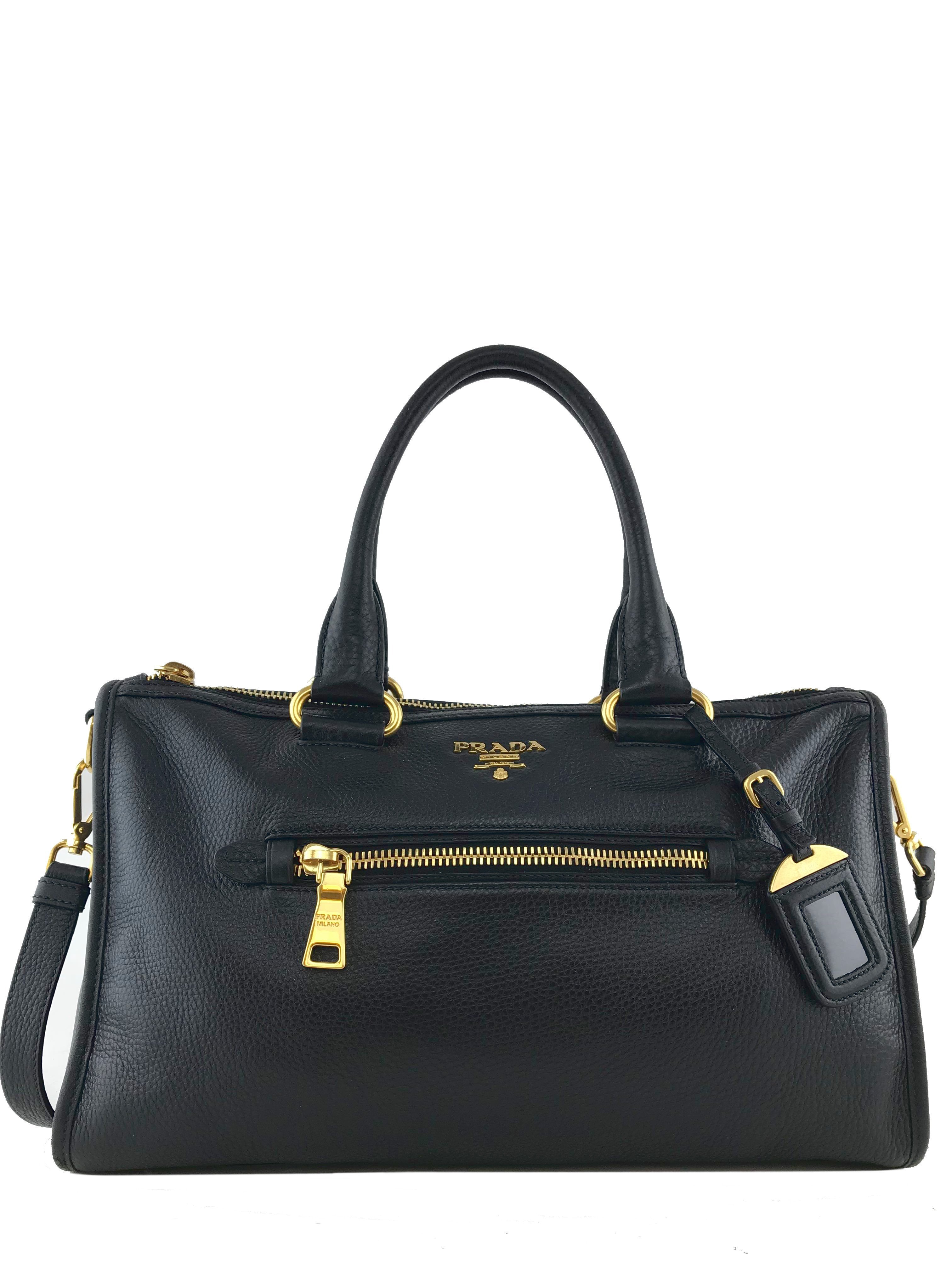 Prada Vitello Daino Medium Convertible Satchel Handbag for Women | Luxury Leather Shoulder Bag & Crossbody Purse | Perfect for Work, Travel & Everyday Use