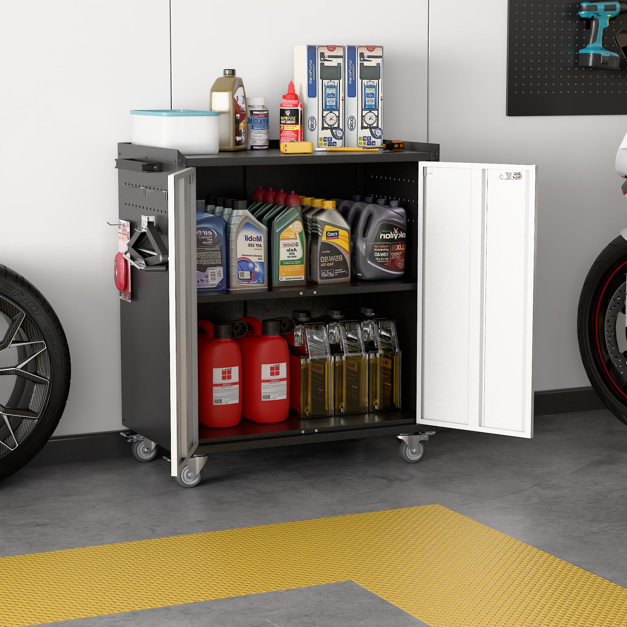 Aobabo 2-Door Rolling Garage Storage Cabinet with Wheels - 35.4