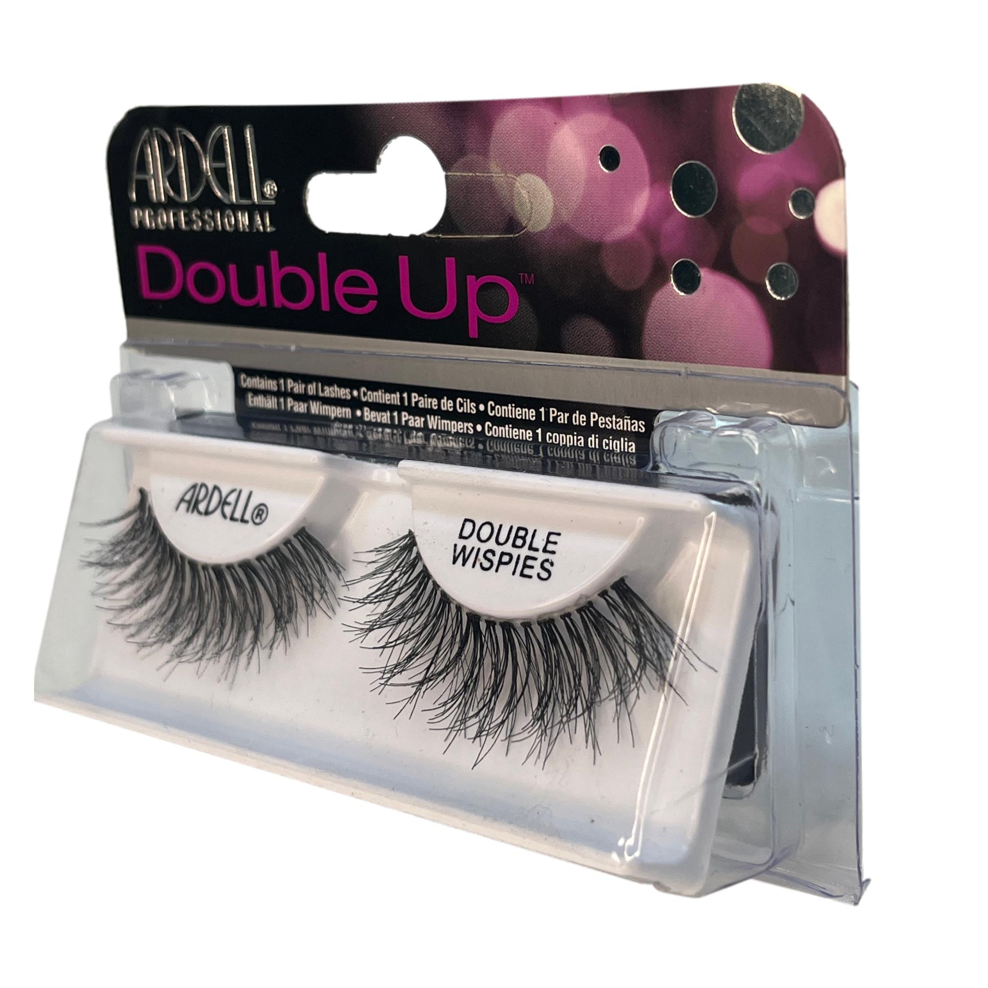 Ardell Double Up Strip Lashes - Wispies Black False Eyelashes for Natural Volume & Length | Perfect for Everyday Wear, Special Occasions & Makeup Looks