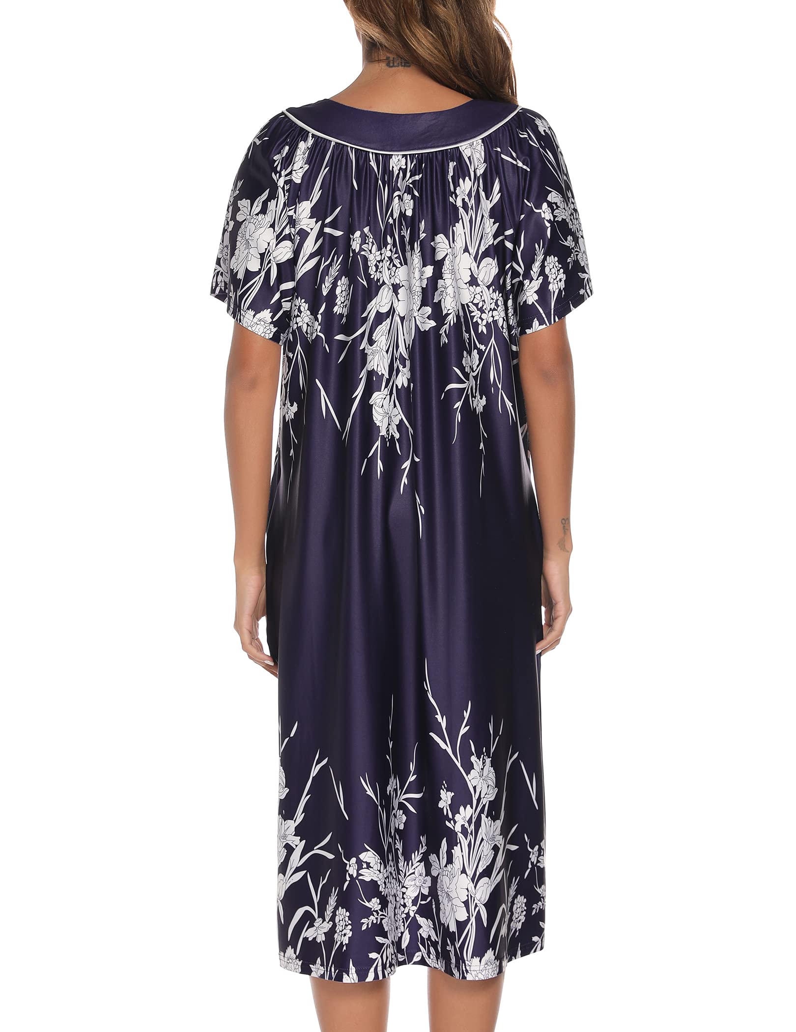 YOZLY Women's Short Sleeve House Dress - Comfortable Mumu Duster Robe with Pockets for Lounge Wear, Maternity & Postpartum - Perfect for Home, Relaxation & Nursing
