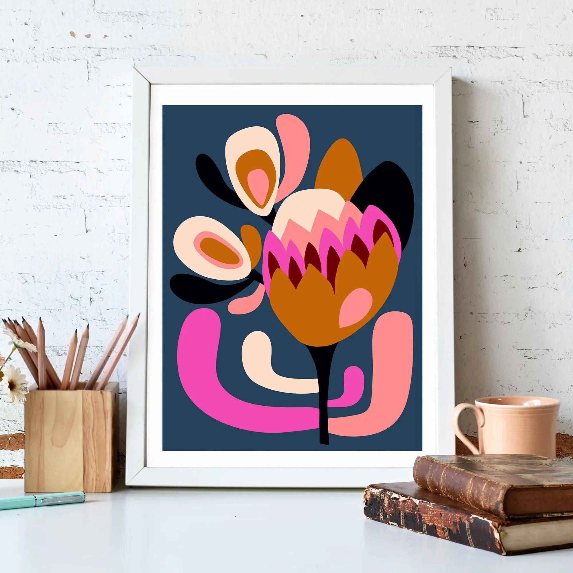 Modern Protea Wall Art Print - Handmade Floral Canvas Painting for Home Decor - Perfect for Living Room, Bedroom & Office
