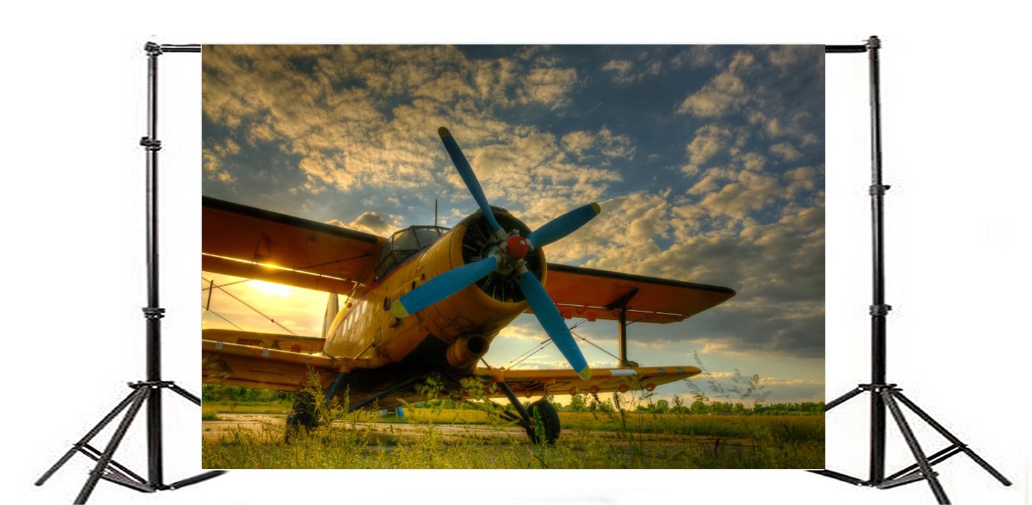 Vintage Aircraft Backdrop 9x6ft - Retro Biplane Propeller Vinyl Photography Background for Adult Baby Portrait, Photo Booth, Studio Props | Perfect for Aviation Themed Parties, Soldier Shoots & Nostalgic Airplane Decor