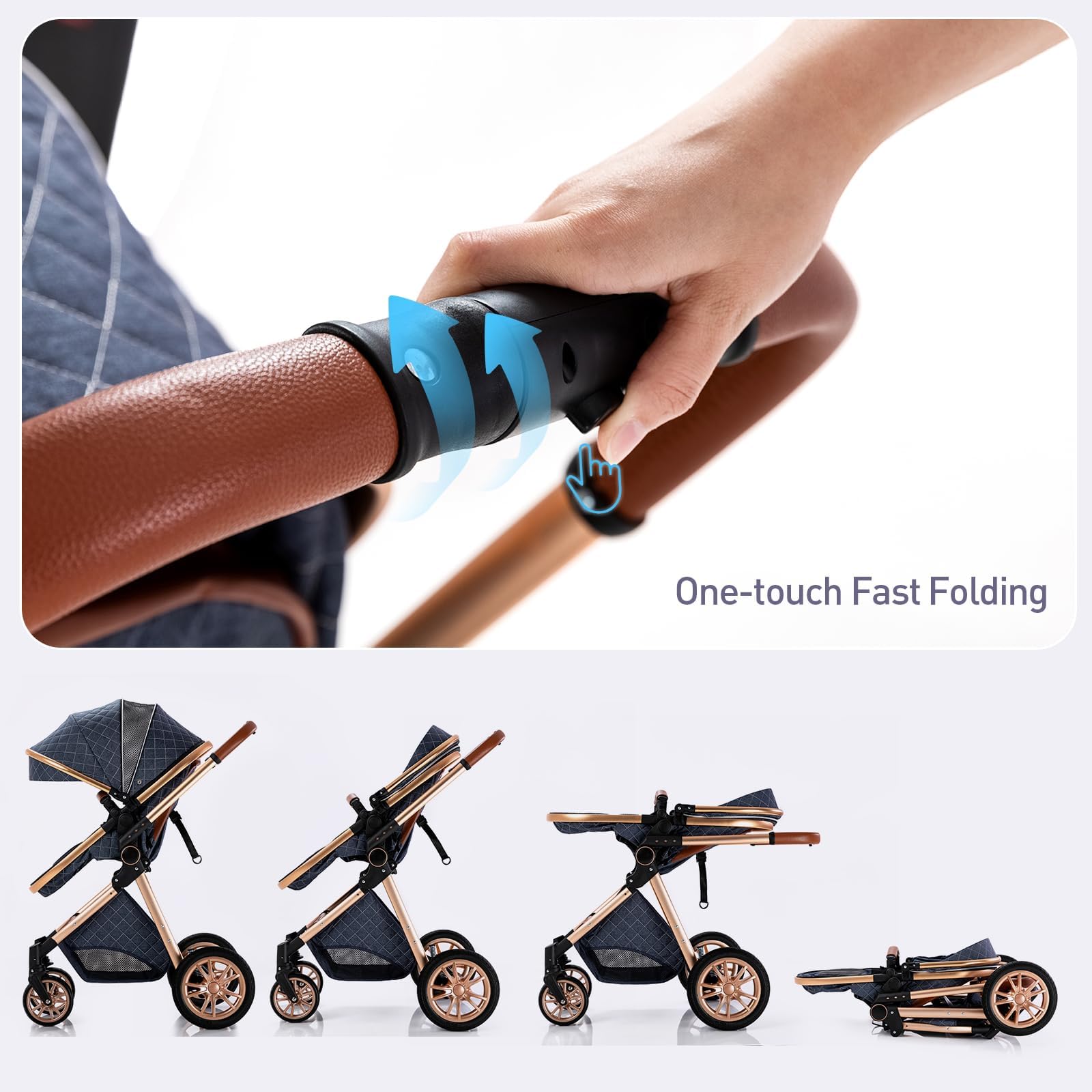 2 in 1 Baby Stroller with Bassinet & Reversible Seat - Lightweight Aluminum Frame Pushchair with One-Button Fold & Large Storage Basket - Perfect for Newborns & Toddlers (Deep Grey) - Ideal for Walks, Shopping & Travel