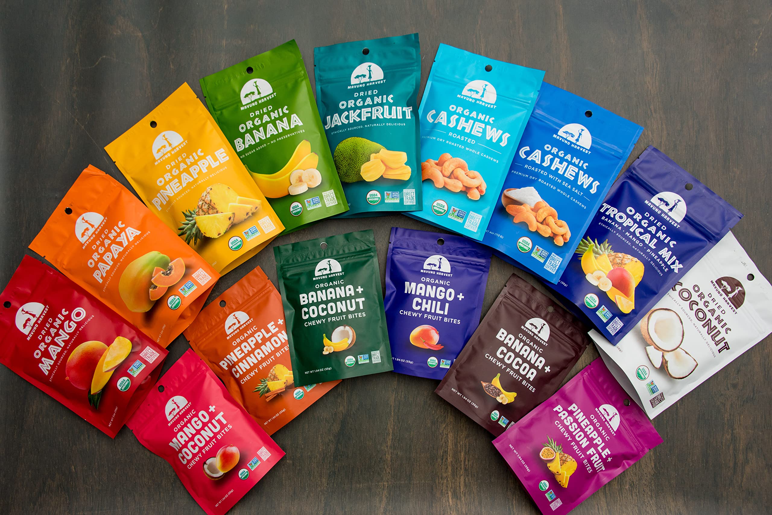 Organic Mavuno Harvest Chewy Fruit Snacks - Healthy Fiber-Rich Snack for Kids & Adults - Non-GMO, No Preservatives, Ethically Sourced - Variety Pack (3 x 1.94oz) - Perfect for Lunchboxes, Office Snacks & On-the-Go Energy Boost