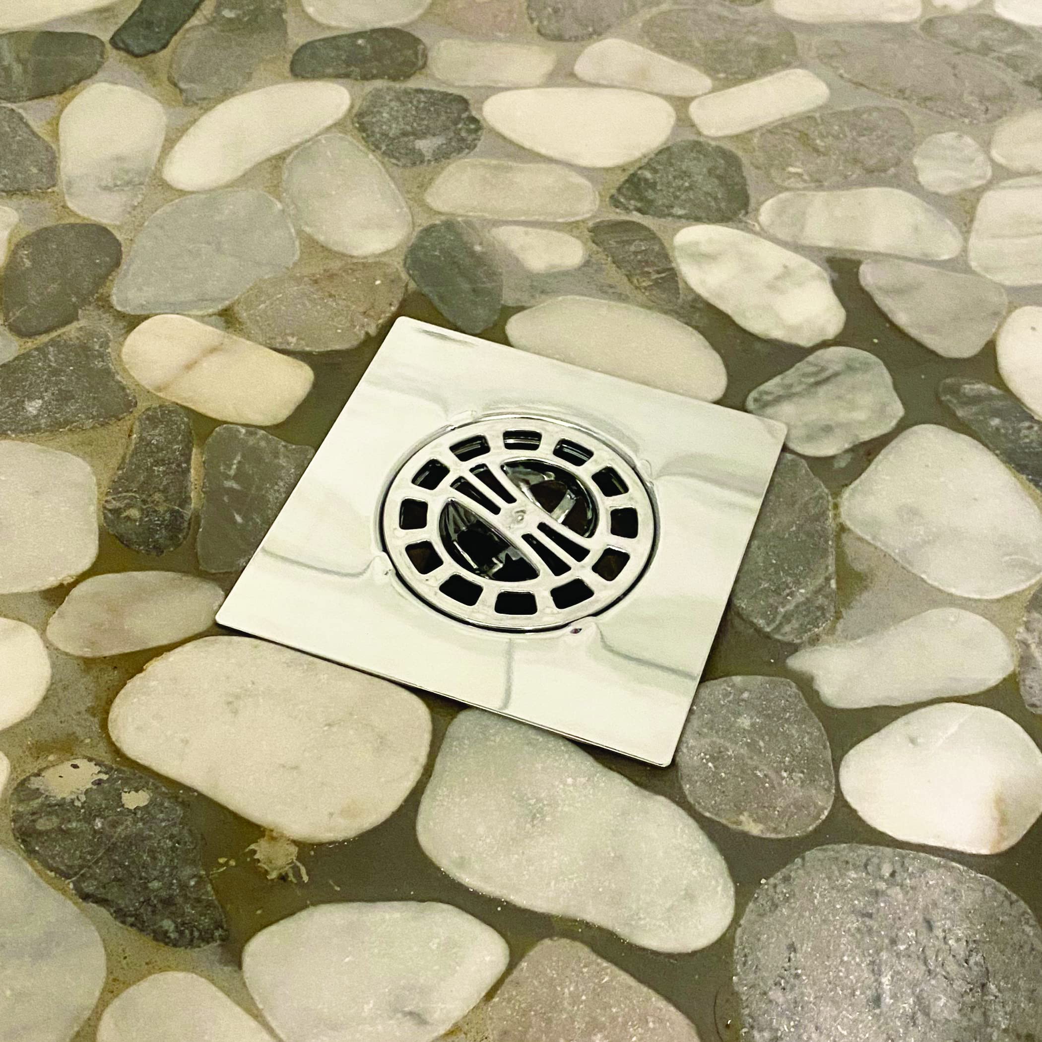 Danco 4-1/4 Inch Square Shower Drain Hair Catcher - Chrome Shower Drain Cover Protector for Stand-Alone Showers - Prevents Clogs in Bathroom, RV & Mobile Home Showers
