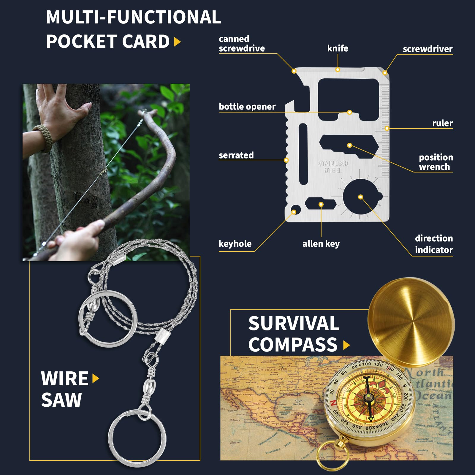 14-Piece Survival Kit & Camping Essentials for Men - Perfect Gifts for Dad, Husband, Boyfriend | Birthday, Christmas, Anniversary Stocking Stuffers | Outdoor Adventure & Emergency Preparedness Gear