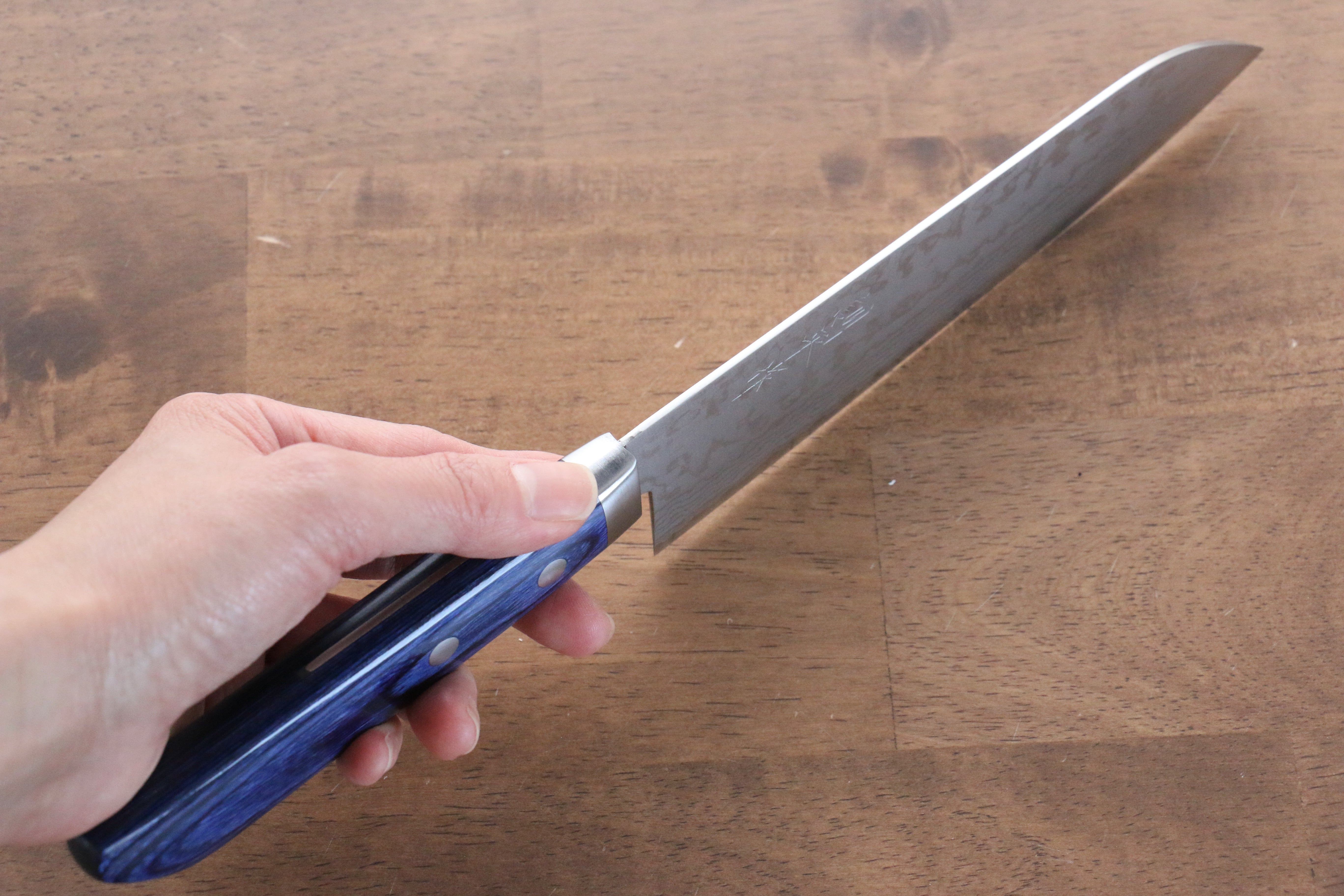 Premium Kunihira Sairyu VG10 Damascus Santoku Knife 170mm - Blue Pakkawood Handle Japanese Chef Knife for Slicing, Dicing & Chopping Vegetables, Meat & Fish