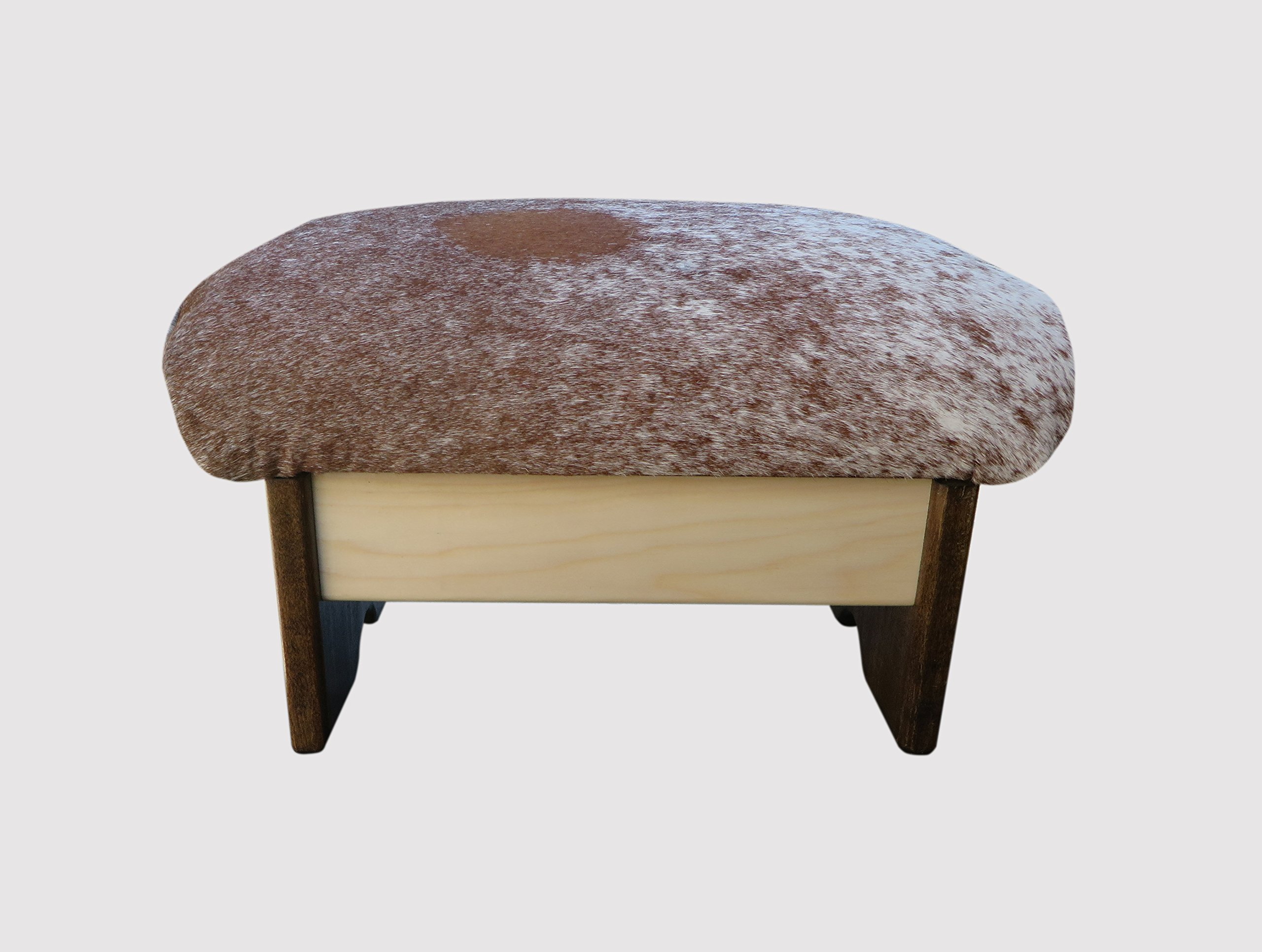Premium Padded Foot Stool with Short Hair Cowhide Upholstery - Handcrafted in USA - 9