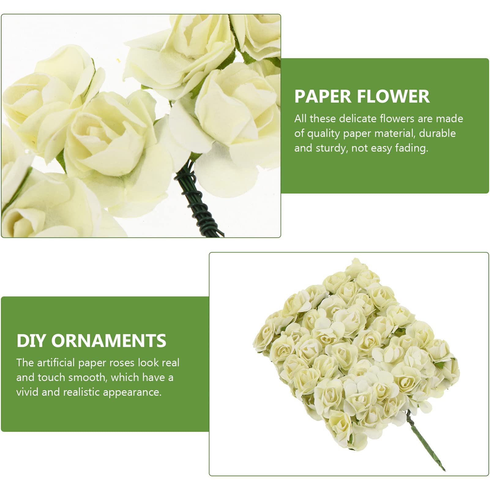Healifty 144 Pcs Mini Paper Rose Flowers - Artificial Paper Roses for Wedding Decor, Bridal Shower, Baby Shower & Party Decorations - DIY Floral Arrangements, Table Centerpieces & Home Decoration