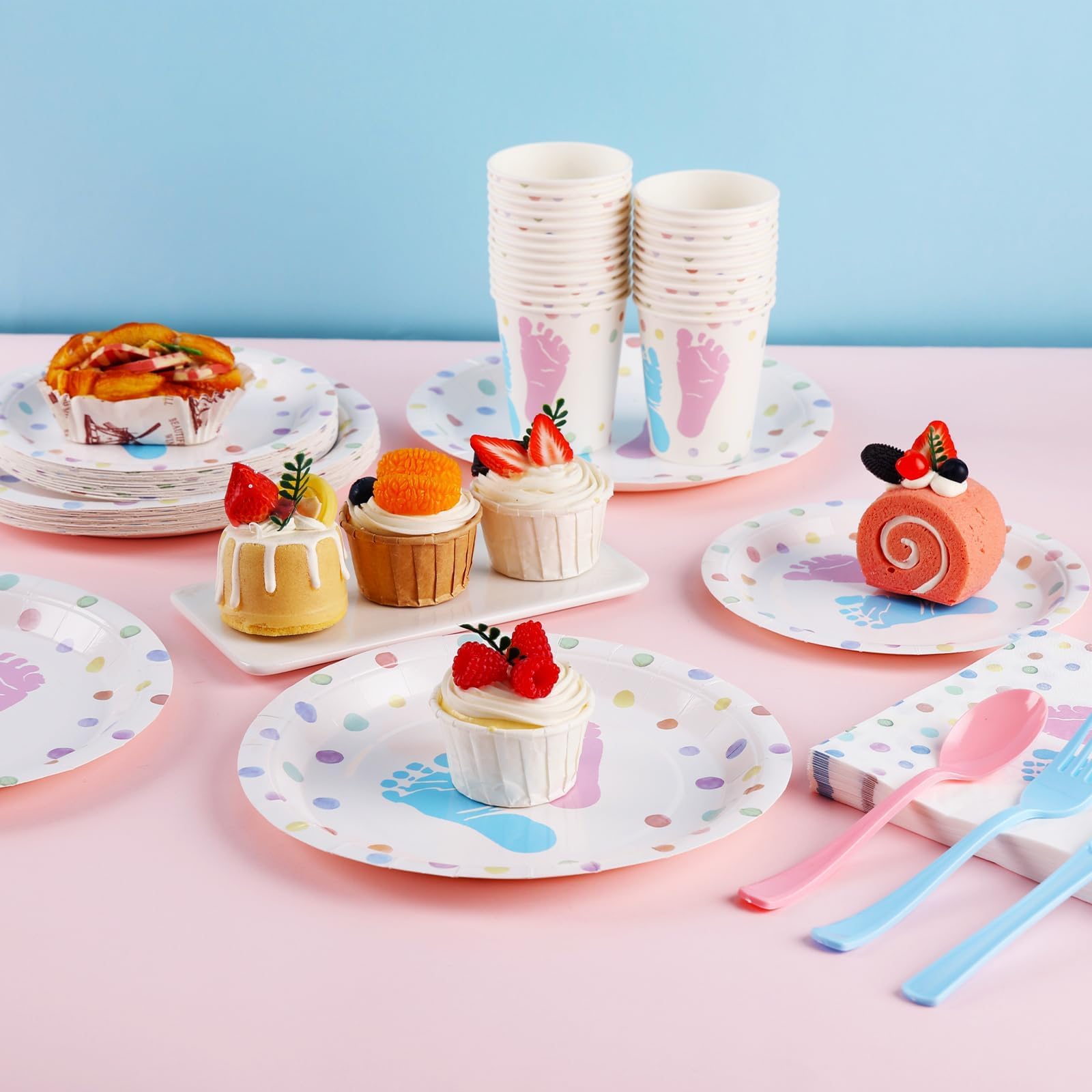 175-Piece Gender Reveal Party Supplies Set - 25 Disposable Plates & Napkins for Baby Shower (Pink & Blue) - Perfect for Gender Announcement Parties, Baby Showers & Celebrations