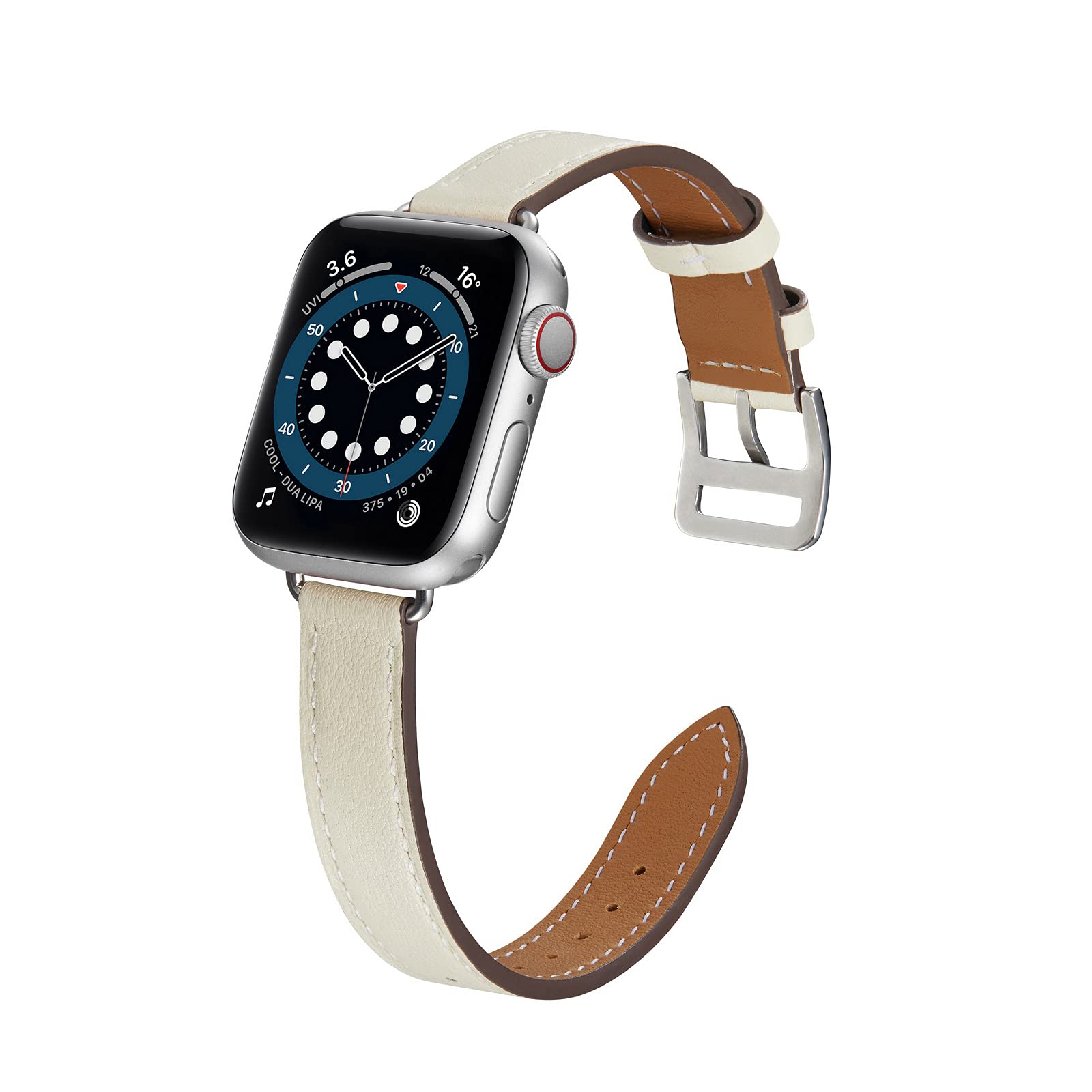 Fysda Genuine Leather Apple Watch Bands for Women - Slim & Comfortable Wristbands Compatible with iWatch SE Series 7/6/5/4/3/2/1 (38mm 40mm 41mm 42mm 44mm 45mm) - Perfect for Work, Gym & Everyday Wear