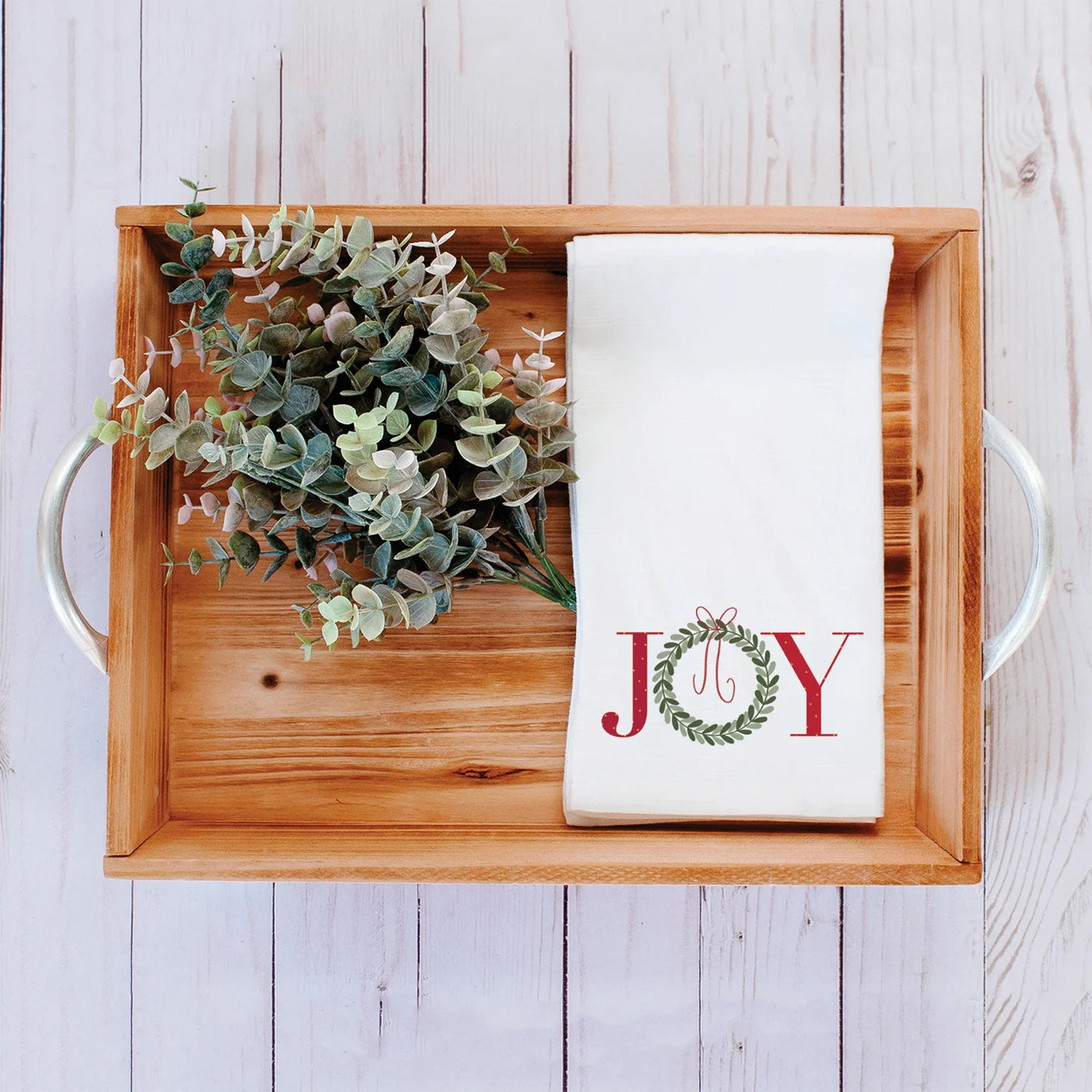 Joy Wreath Dishtowel - Christmas Kitchen Towels, Holiday Dish Cloths for Decor & Drying Dishes - Perfect for Festive Home Decor, Hostess Gifts & Holiday Parties