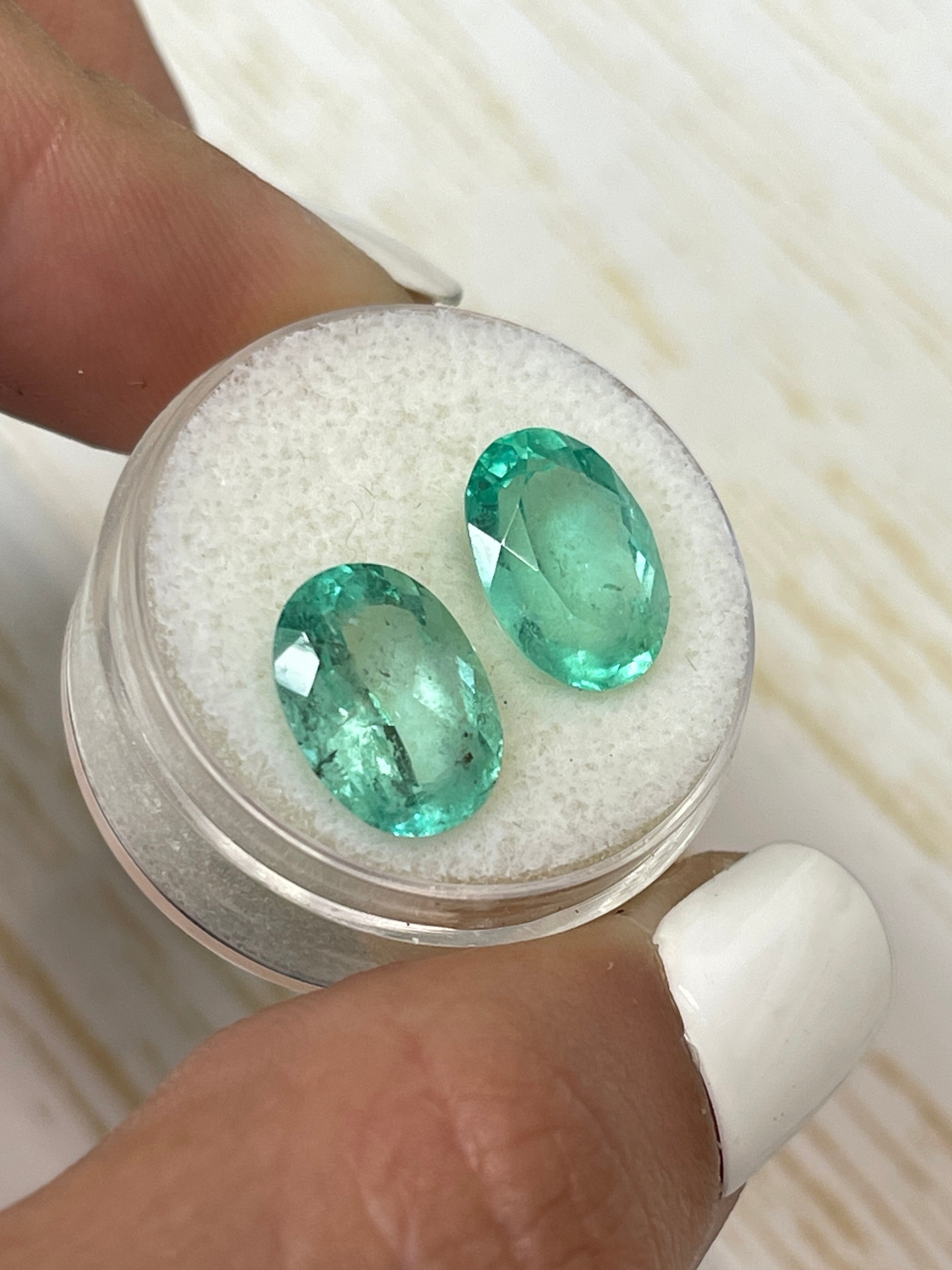 7.43tcw 12x9mm Matching Loose Colombian Emeralds Oval Cut Gemstones for Jewelry Making, Engagement Rings & Luxury Gifts