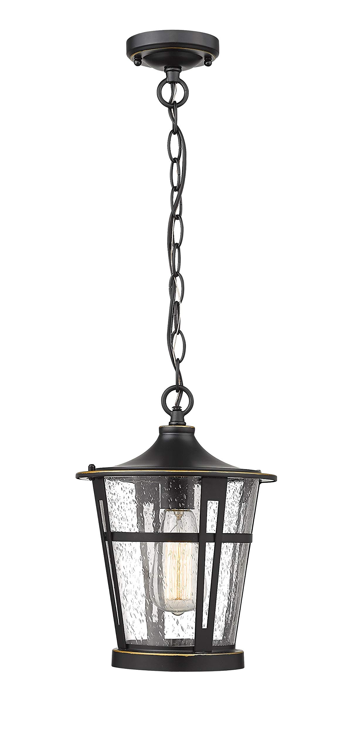 Bestshared 1-Light Outdoor Hanging Lantern - Weatherproof Pendant Lighting Fixture for Patio, Porch, Garden & Backyard Decor
