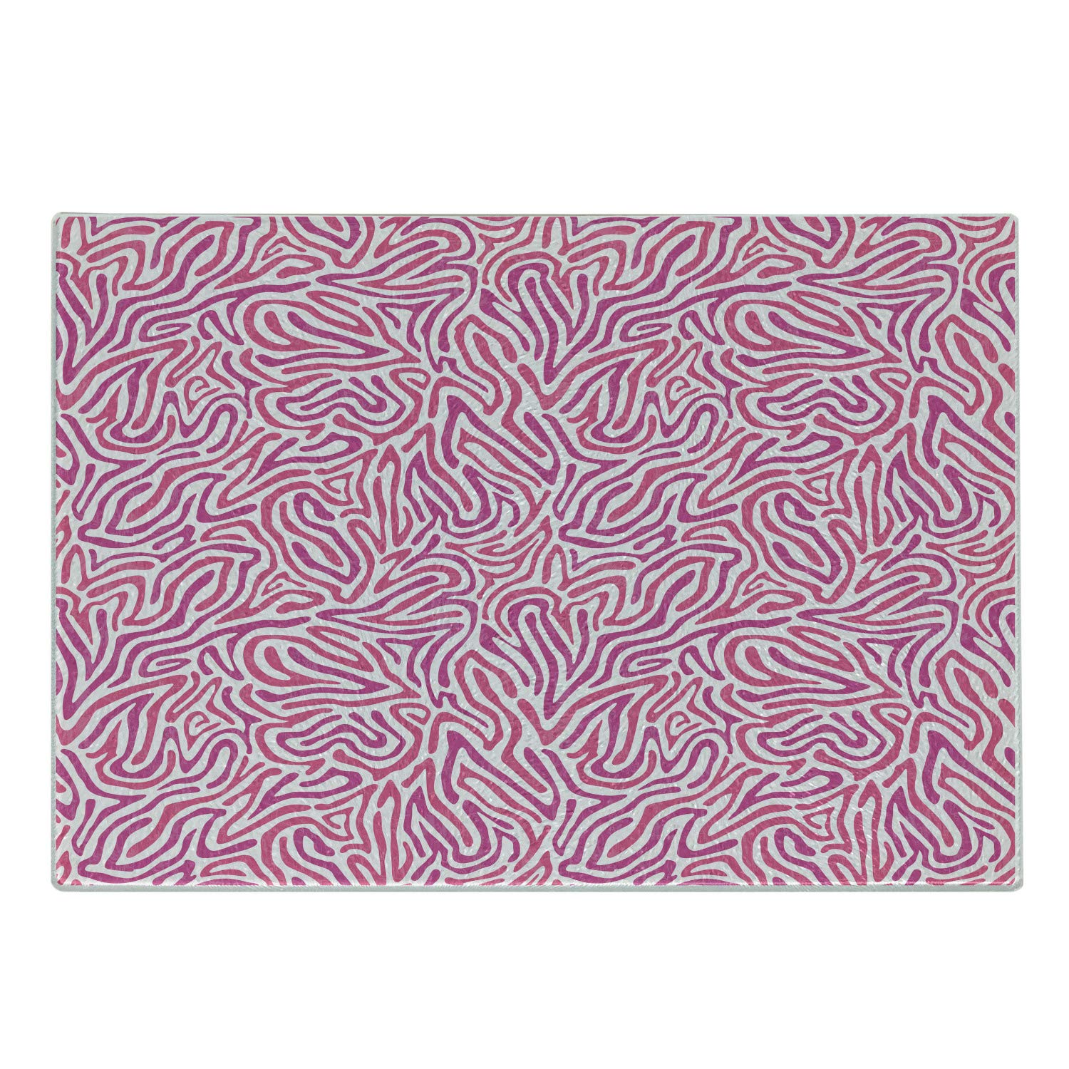 Ambesonne Pink Zebra Pattern Tempered Glass Cutting Board - Small Size, Decorative Serving Board with Funky Boho Tribal Design - Perfect for Kitchen Prep, Charcuterie, and Party Platters (Fuchsia Pink & White)