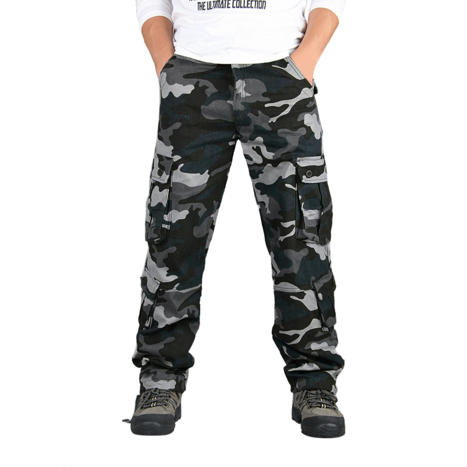 Men's Tactical Cargo Pants - Military Camo Work Pants with Quick Dry & Stretch Fabric | Lightweight Durable Outdoor Hiking, Hunting & Construction Workwear