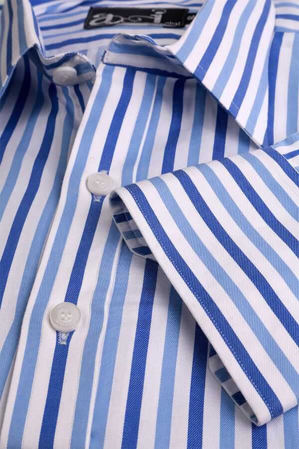 Stylish Duo Colored Blue Stripes Formal Shirt for Men | Business & Office Wear | Perfect for Professional Meetings & Special Occasions